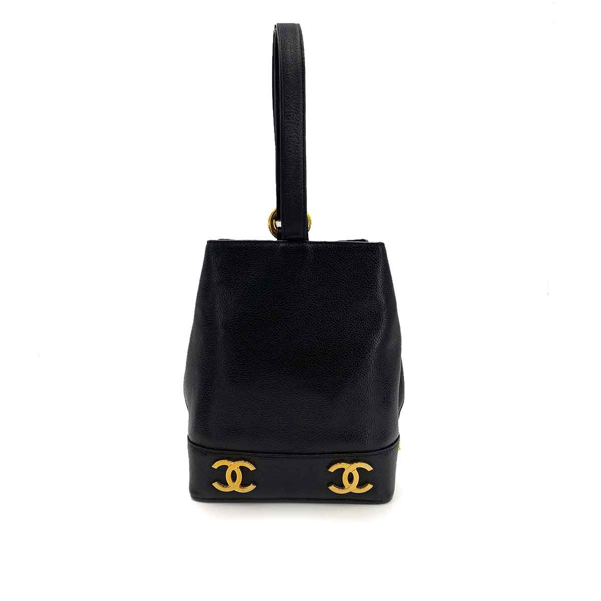 CHANEL VINTAGE COCO ONE SHOULDER BAG BLACK CAVIAR SKIN 90241328