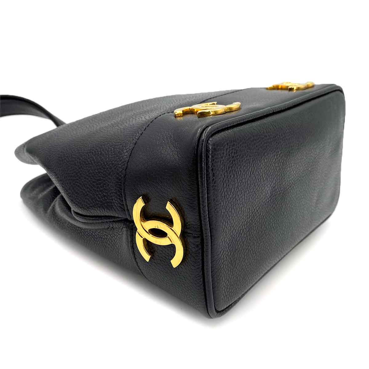CHANEL VINTAGE COCO ONE SHOULDER BAG BLACK CAVIAR SKIN 90241328