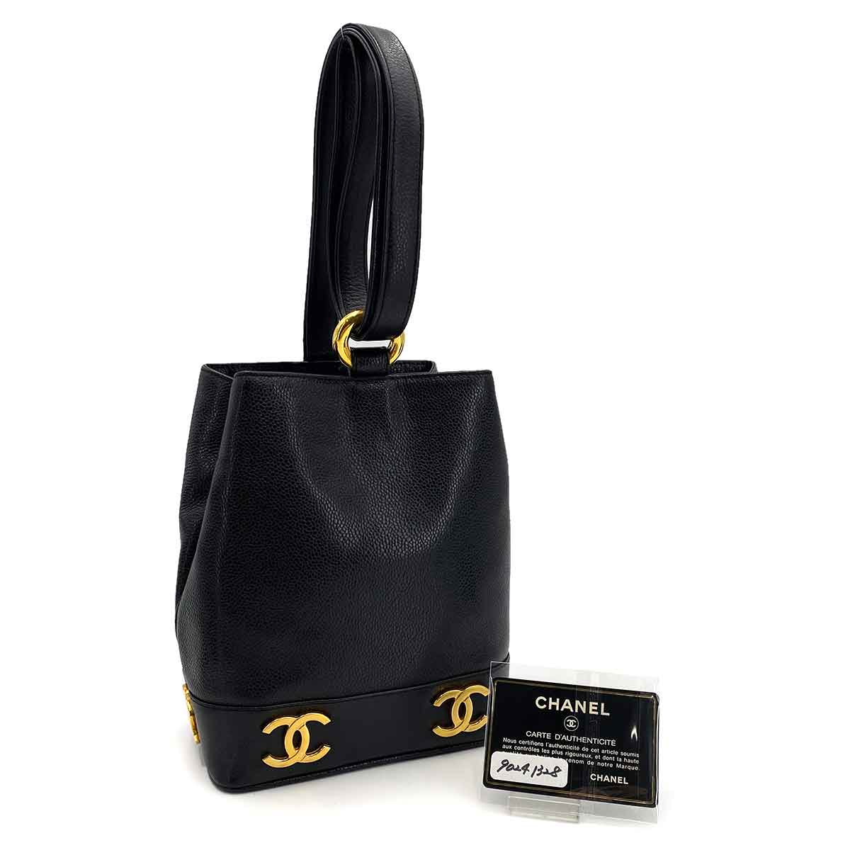 CHANEL VINTAGE COCO ONE SHOULDER BAG BLACK CAVIAR SKIN 90241328