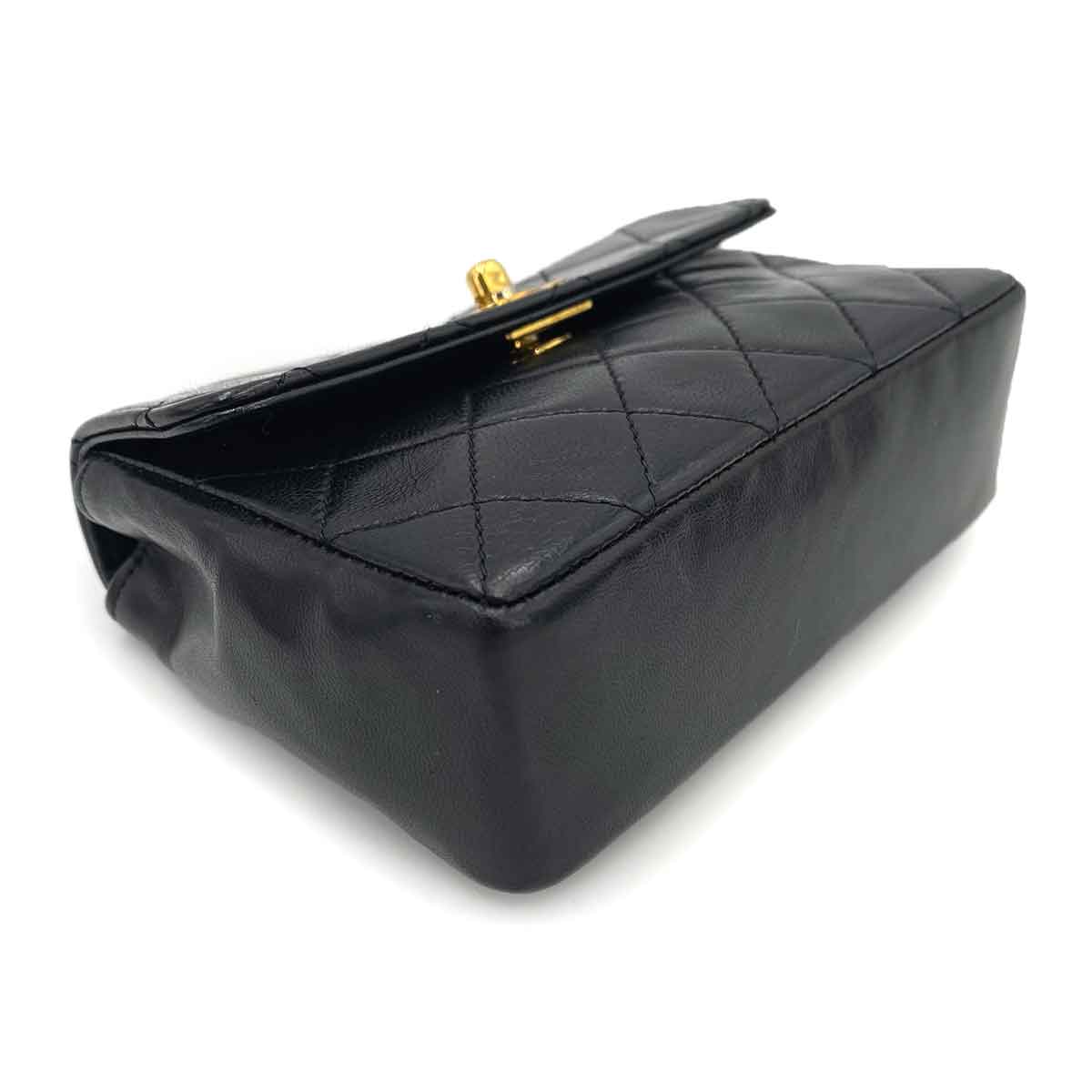 CHANEL VINTAGE MINI MATELASSE CHAIN SHOULDER BAG BLACK LAMB SKIN 90241329