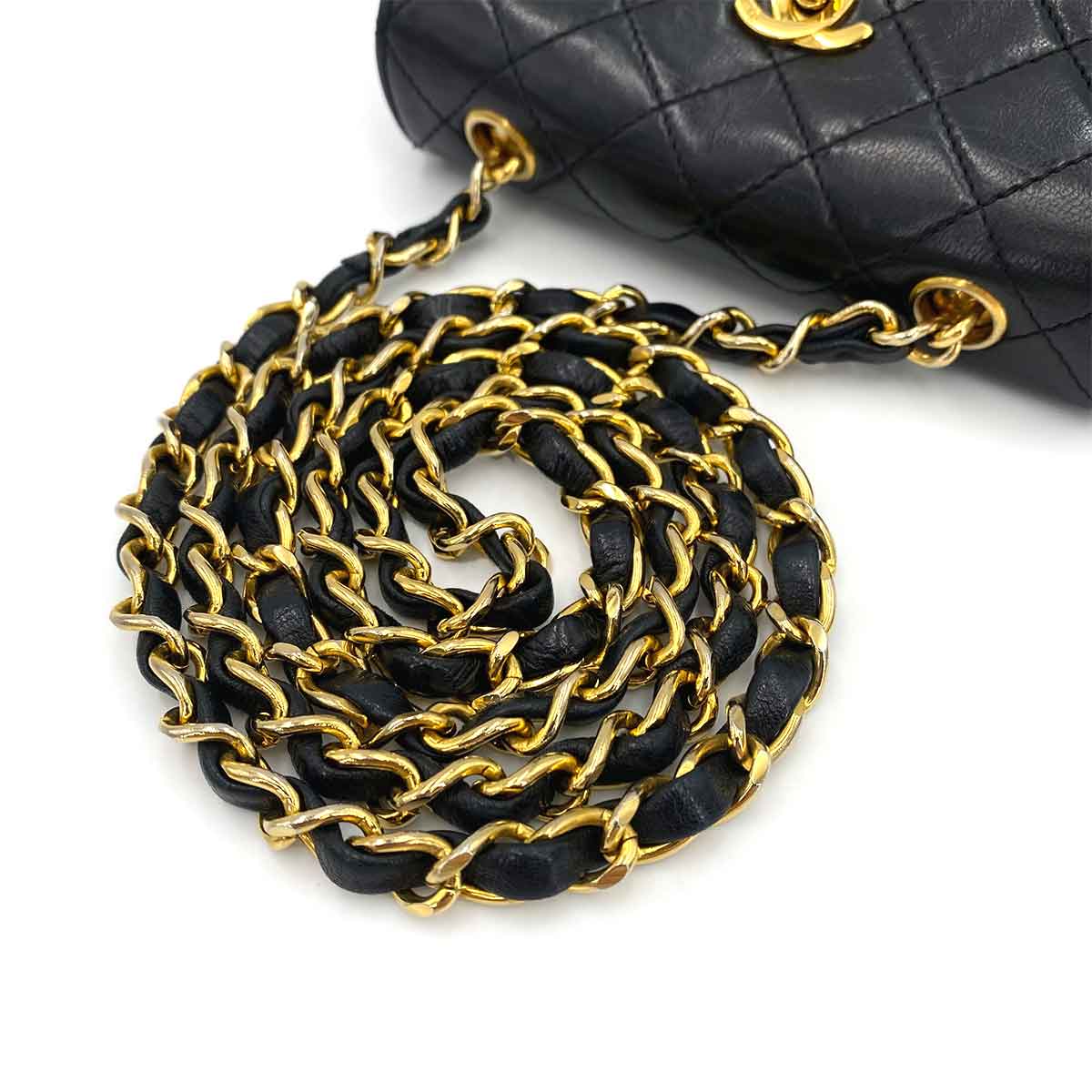 CHANEL VINTAGE MINI MATELASSE CHAIN SHOULDER BAG BLACK LAMB SKIN 90241329
