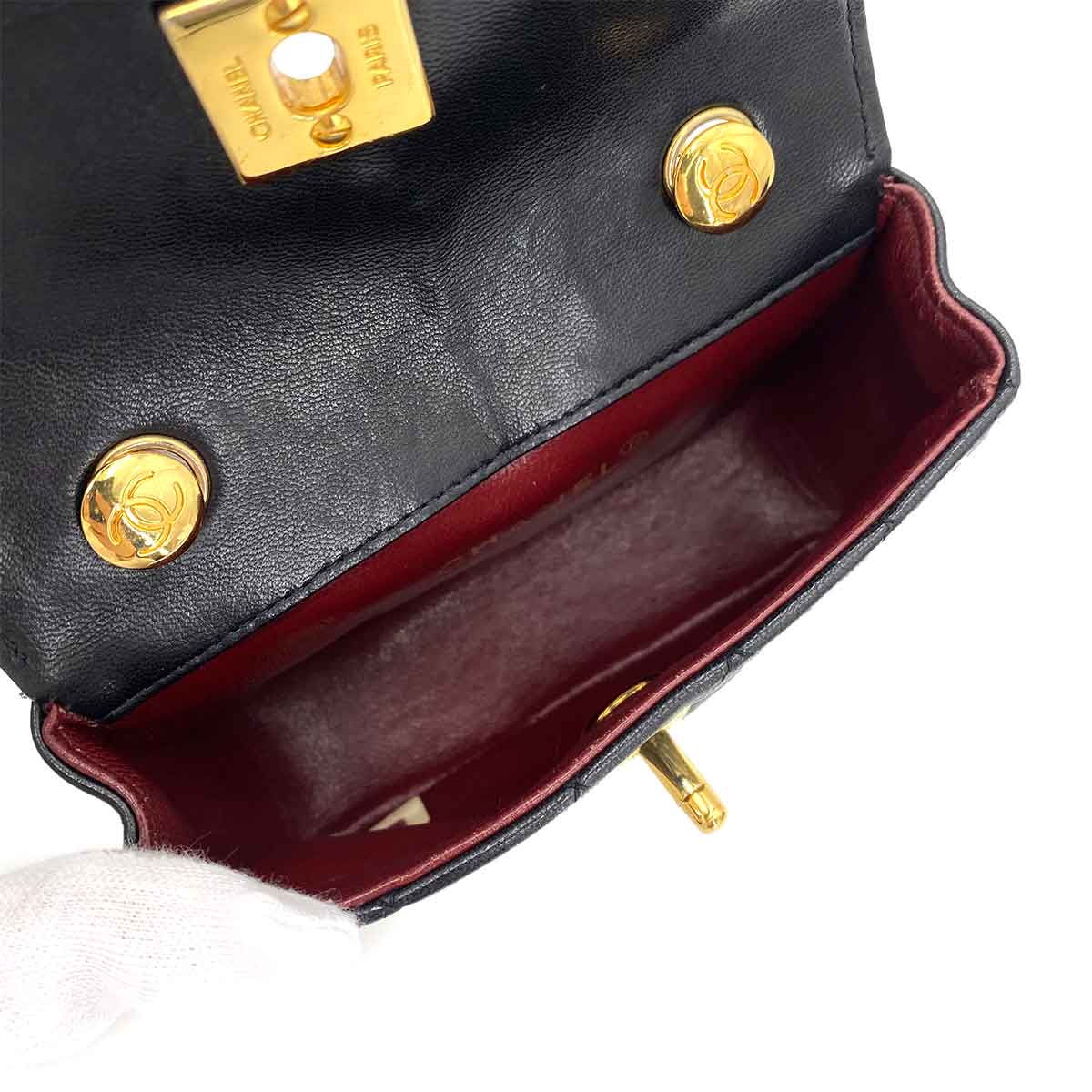 CHANEL VINTAGE MINI MATELASSE CHAIN SHOULDER BAG BLACK LAMB SKIN 90241329