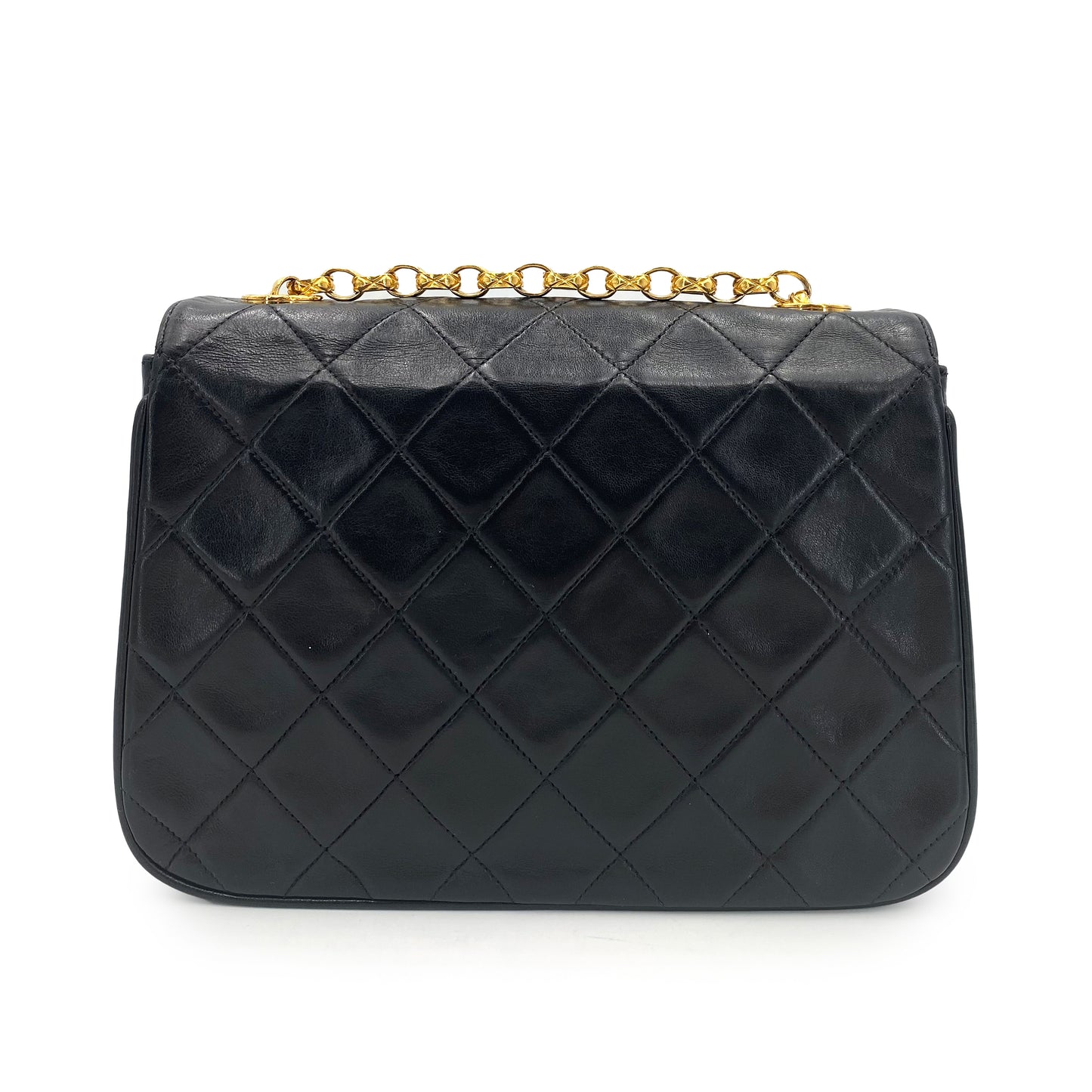 CHANEL VINTAGE BIJOU CHAIN SHOULDER BAG BLACK LAMB SKIN 90241336