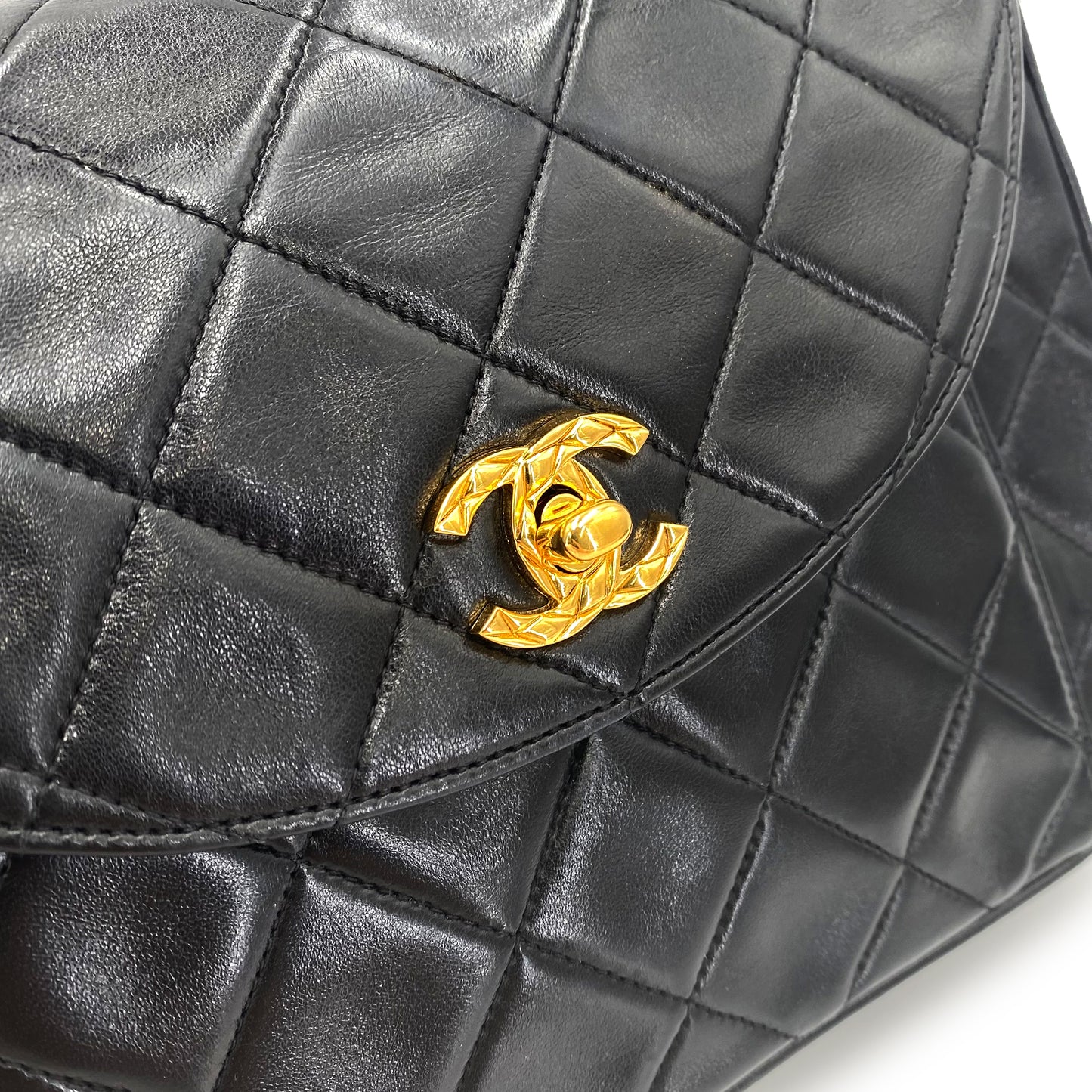 CHANEL VINTAGE BIJOU CHAIN SHOULDER BAG BLACK LAMB SKIN 90241336