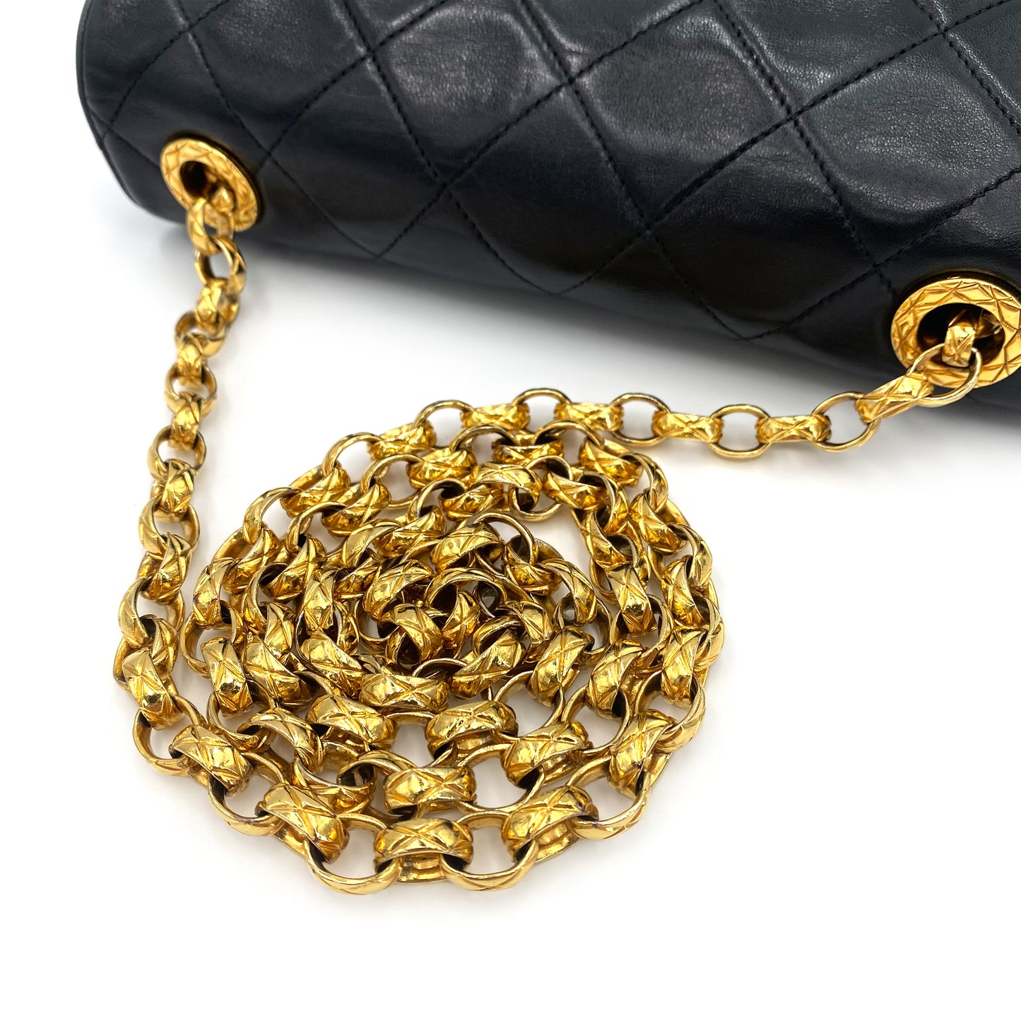 CHANEL VINTAGE BIJOU CHAIN SHOULDER BAG BLACK LAMB SKIN 90241336