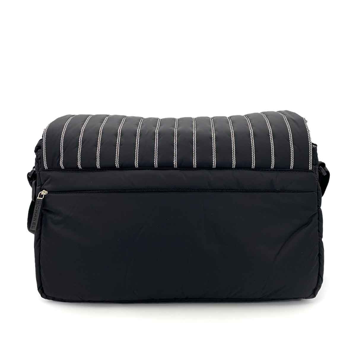 CHANEL VINTAGE SPORTS MESSENGER SHOULDER BAG BLACK NYLON 90241627