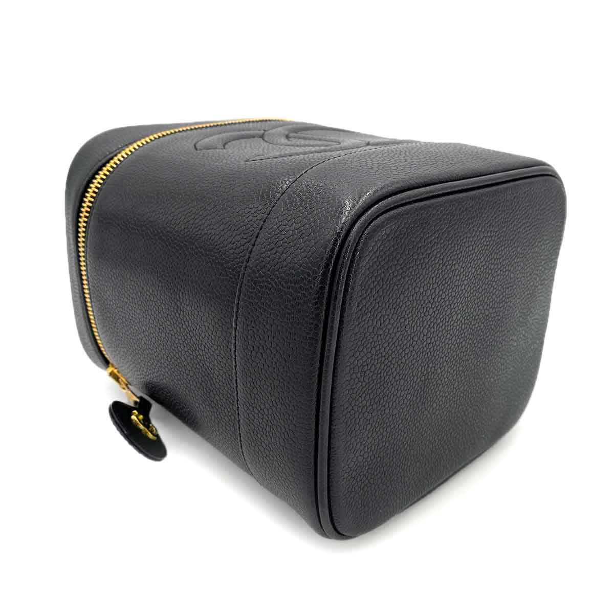 CHANEL VINTAGE VANITY HAND BAG BLACK CAVIAR SKIN 90241629