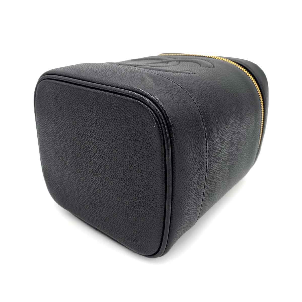 CHANEL VINTAGE VANITY HAND BAG BLACK CAVIAR SKIN 90241629