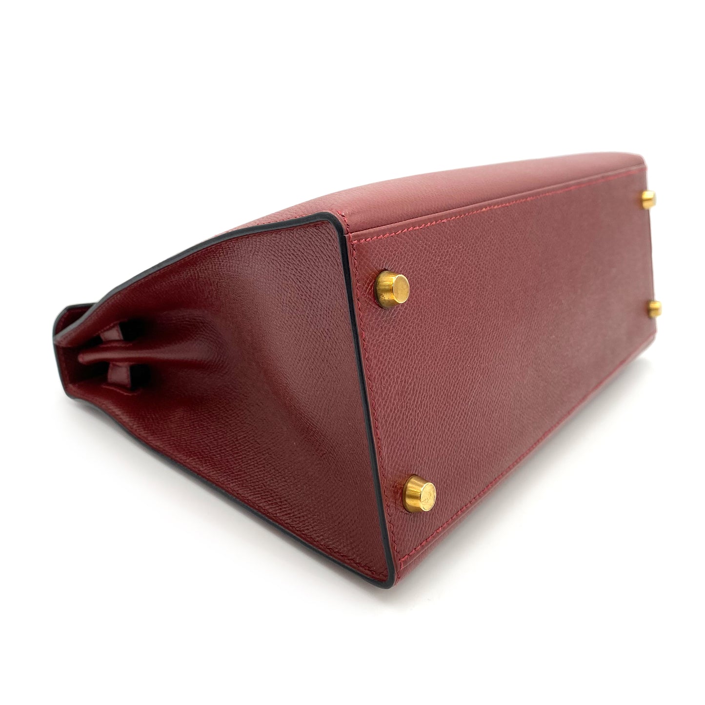 HERMES KELLY 28 SELLIER ROUGE H COUCHEVEL HAND SHOULDER BAG □B 90241638