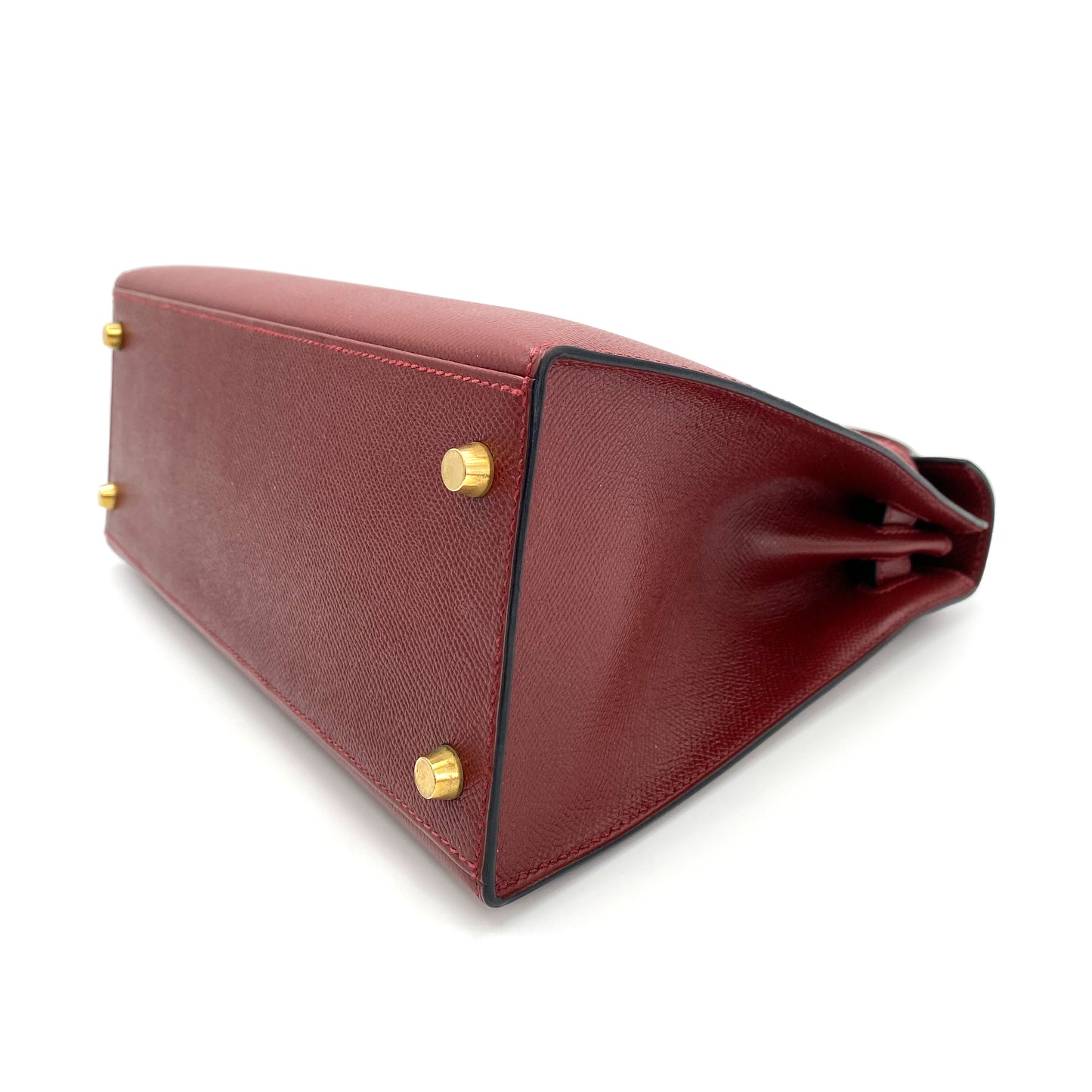 HERMES KELLY 28 SELLIER ROUGE H COUCHEVEL HAND SHOULDER BAG □B 90241638