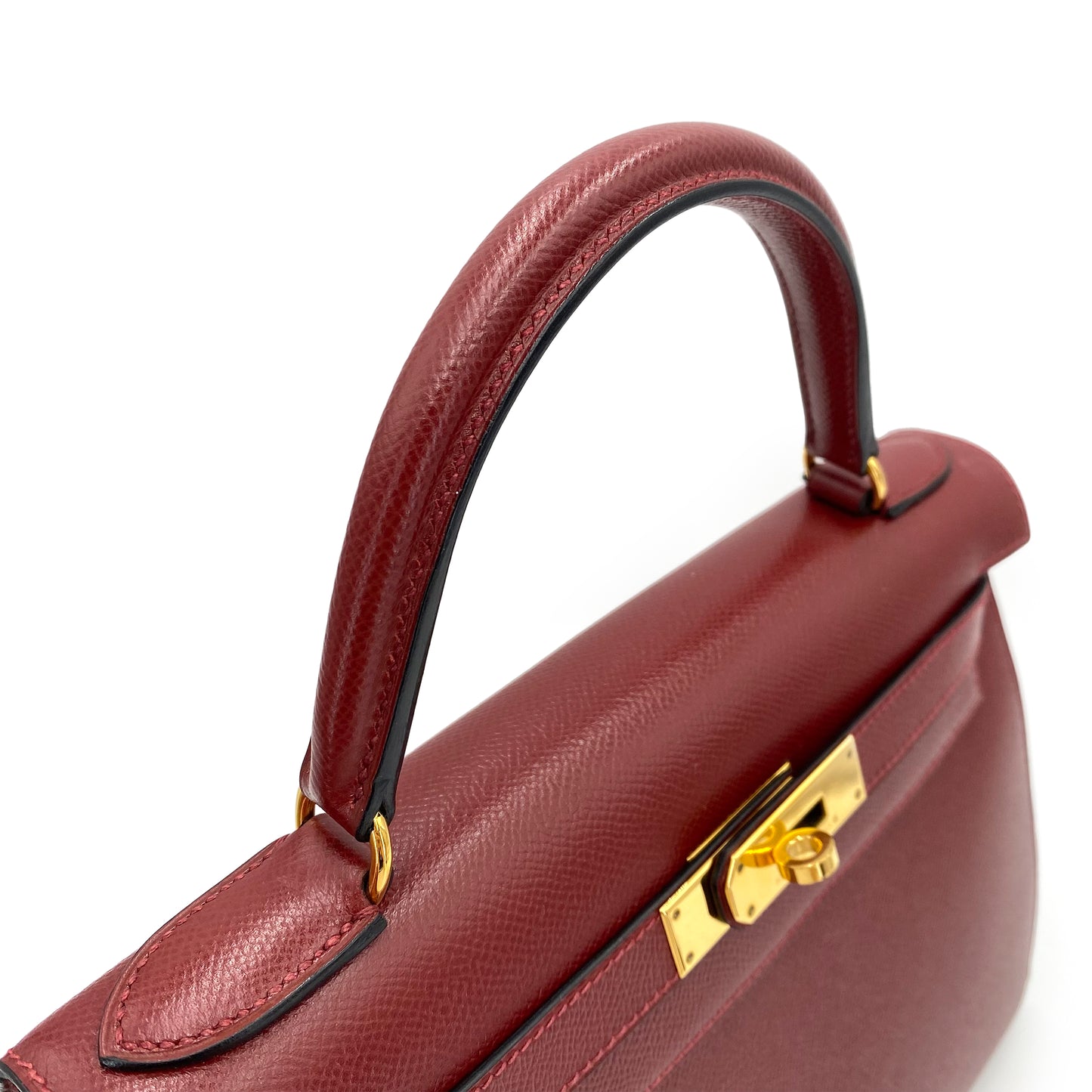 HERMES KELLY 28 SELLIER ROUGE H COUCHEVEL HAND SHOULDER BAG □B 90241638