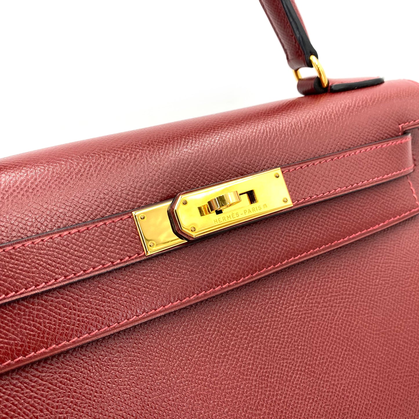 HERMES KELLY 28 SELLIER ROUGE H COUCHEVEL HAND SHOULDER BAG □B 90241638