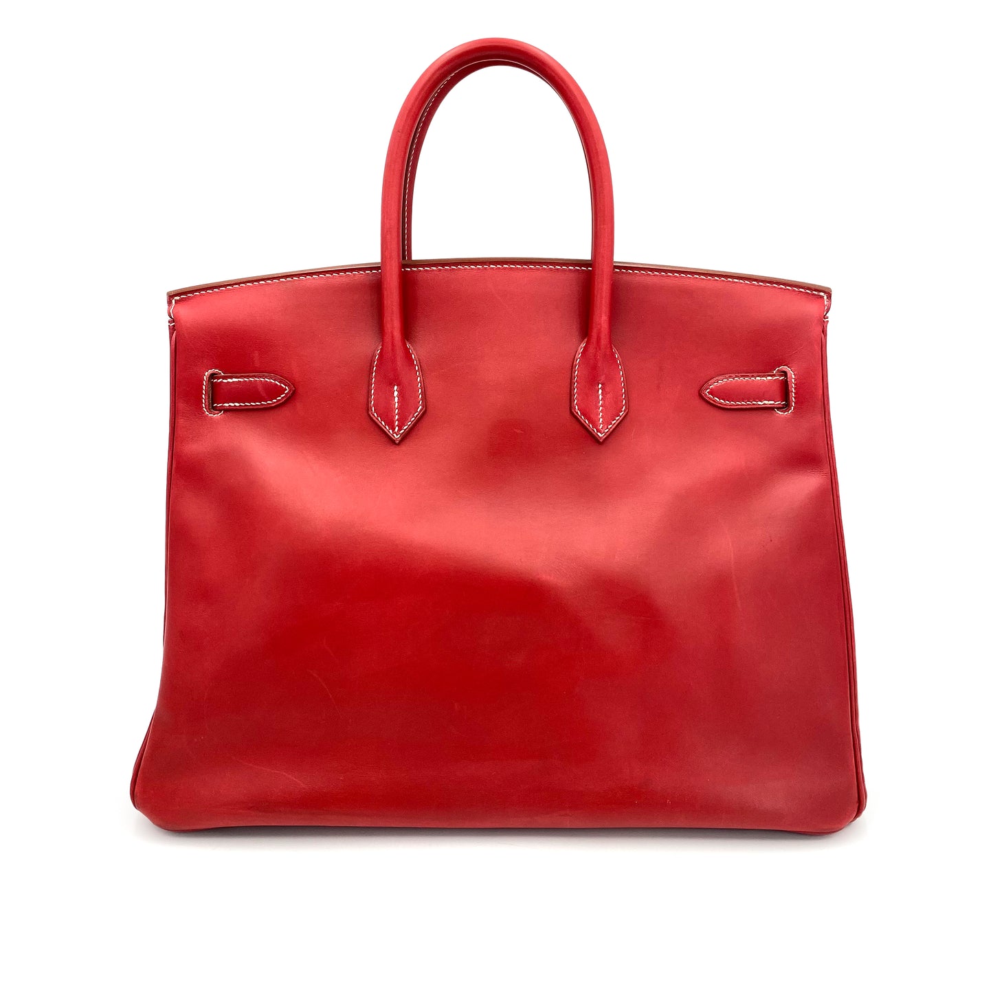 HERMES BIRKIN 35 RED TYPE BOXCALF HAND BAG □C 90241642