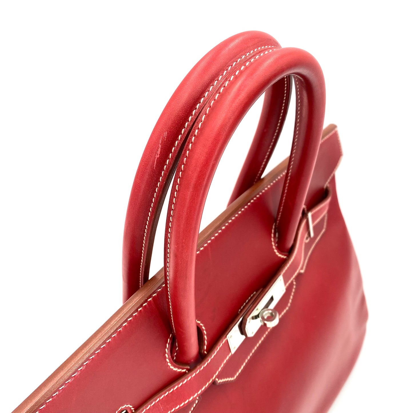 HERMES BIRKIN 35 RED TYPE BOXCALF HAND BAG □C 90241642