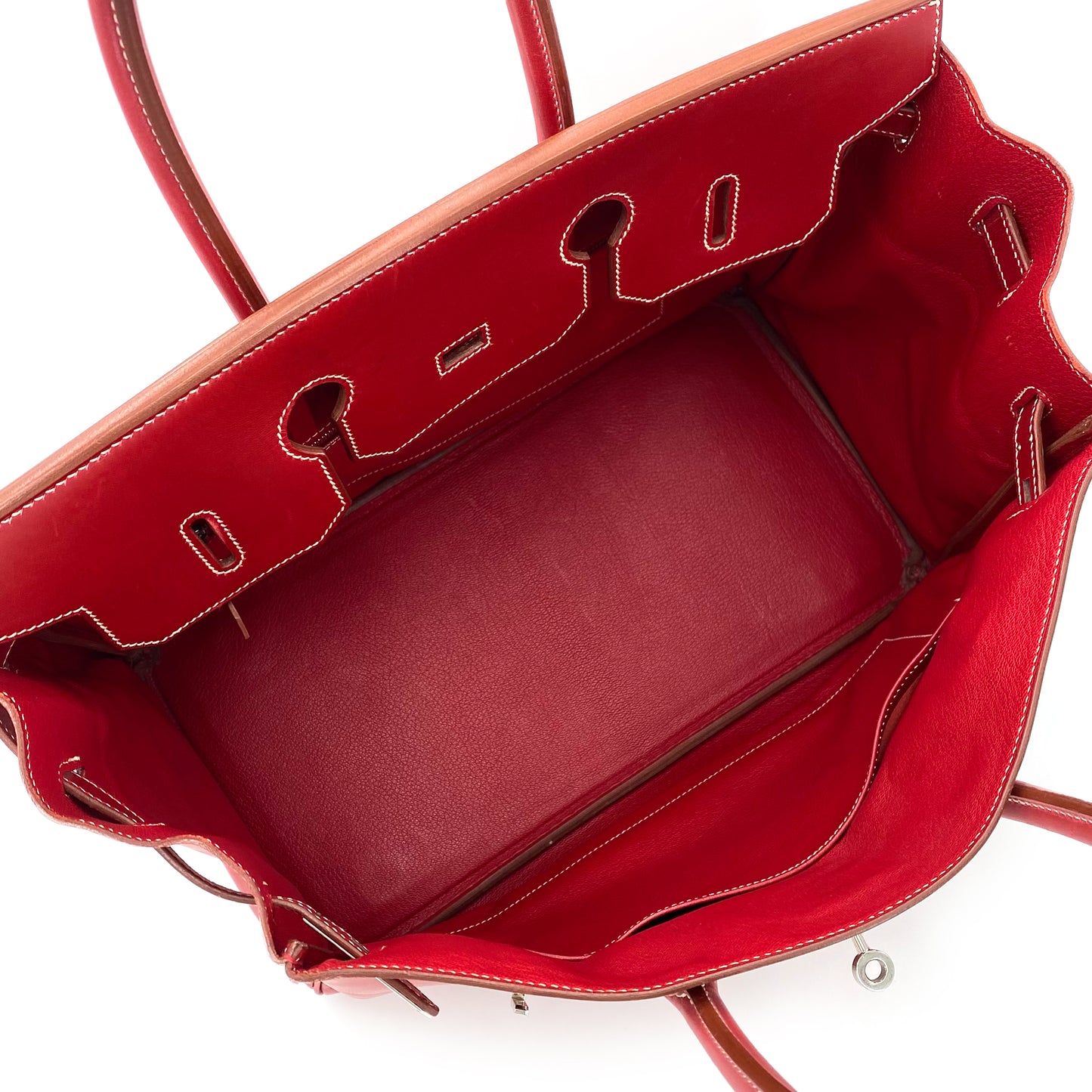 HERMES BIRKIN 35 RED TYPE BOXCALF HAND BAG □C 90241642