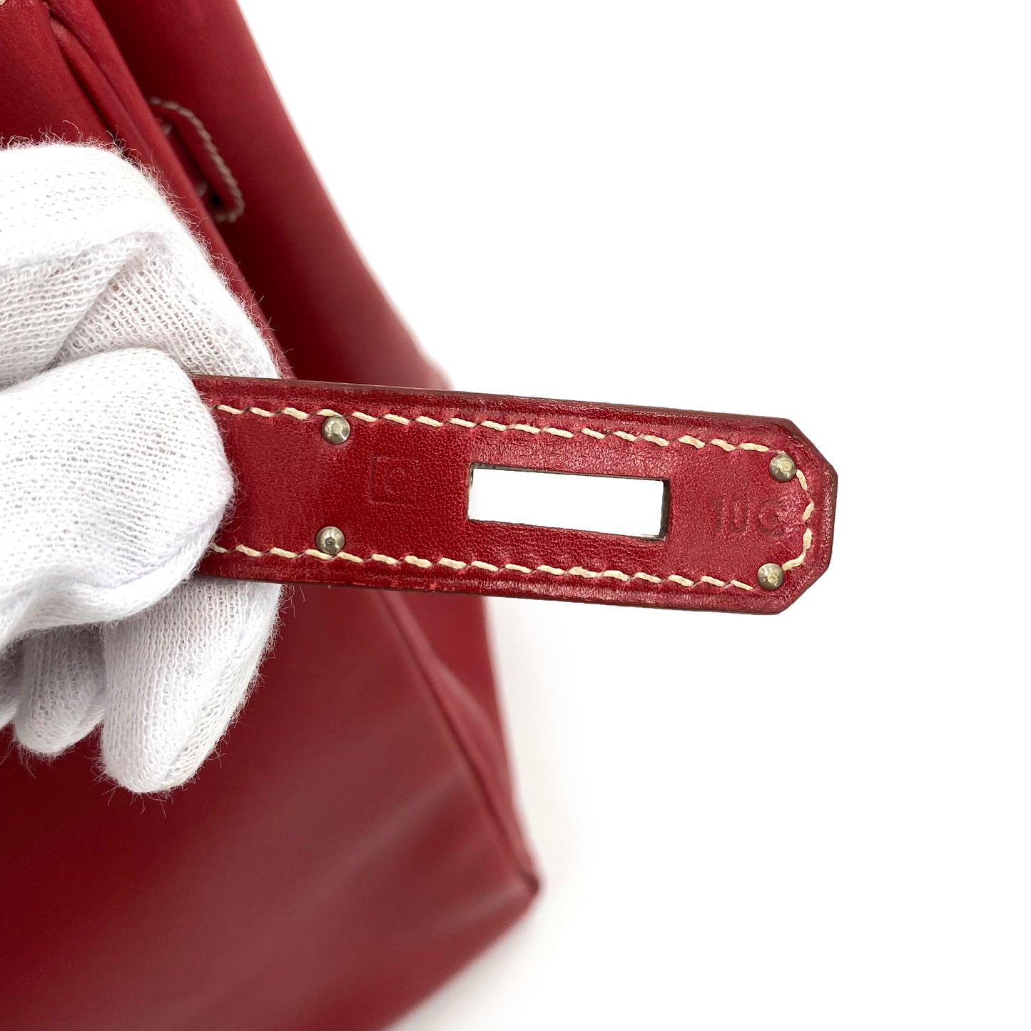 HERMES BIRKIN 35 RED TYPE BOXCALF HAND BAG □C 90241642
