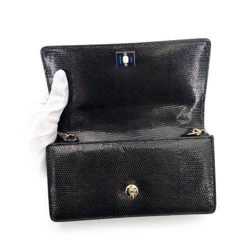 CHANEL FAUX PEARL CHAIN SHOULDER BAG BLACK LIZARD 90241644 - PURPOSE
