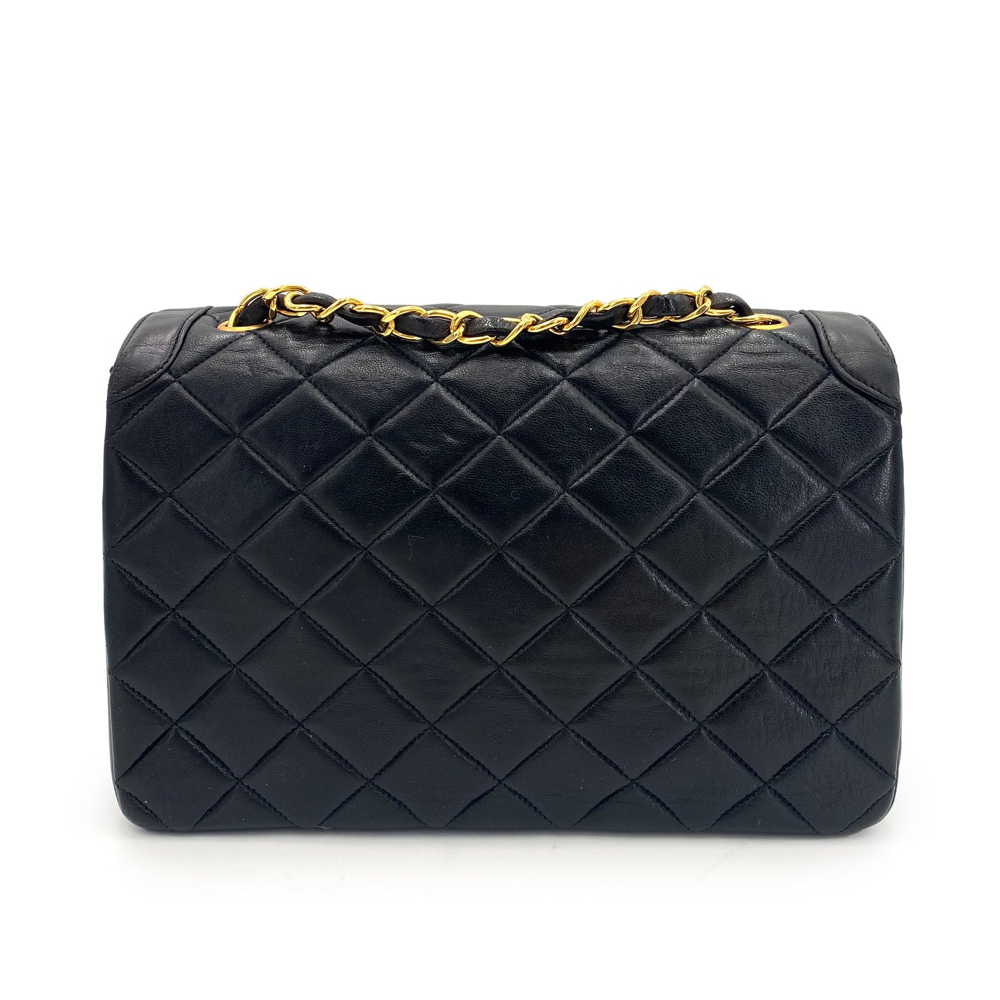 CHANEL VINTAGE MATELASSE CHAIN SHOULDER BAG BLACK LAMB SKIN 90241646