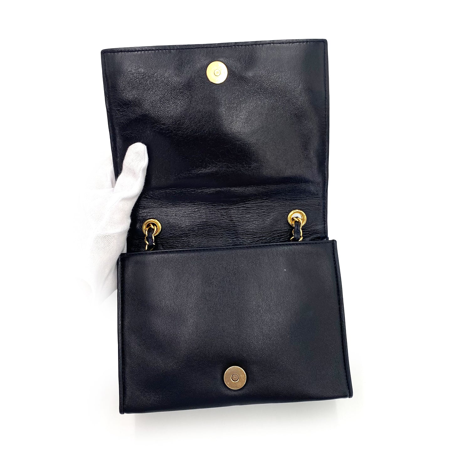 CHANEL VINTAGE MATELASSE CHAIN SHOULDER BAG NAVY LAMB SKIN 90241649