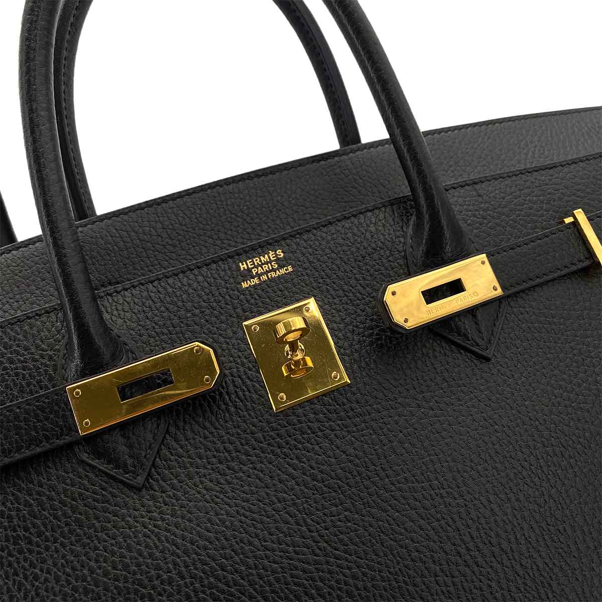 HERMES BIRKIN 40 BLACK ARDENNES HAND BAG 〇Z 90241663