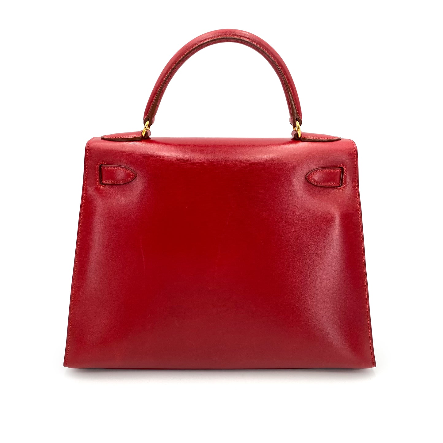 HERMES KELLY 28 SELLIER ROUGE VIF BOXCALF HAND BAG □C 90241664