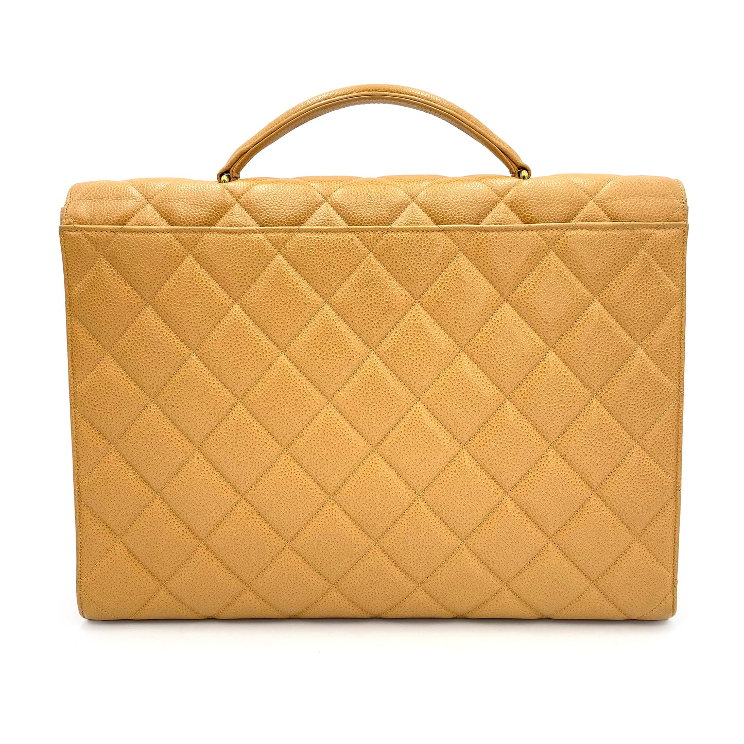 CHANEL VINTAGE BIG COCO BRIEF HAND BAG BEIGE CAVIAR SKIN 90241672