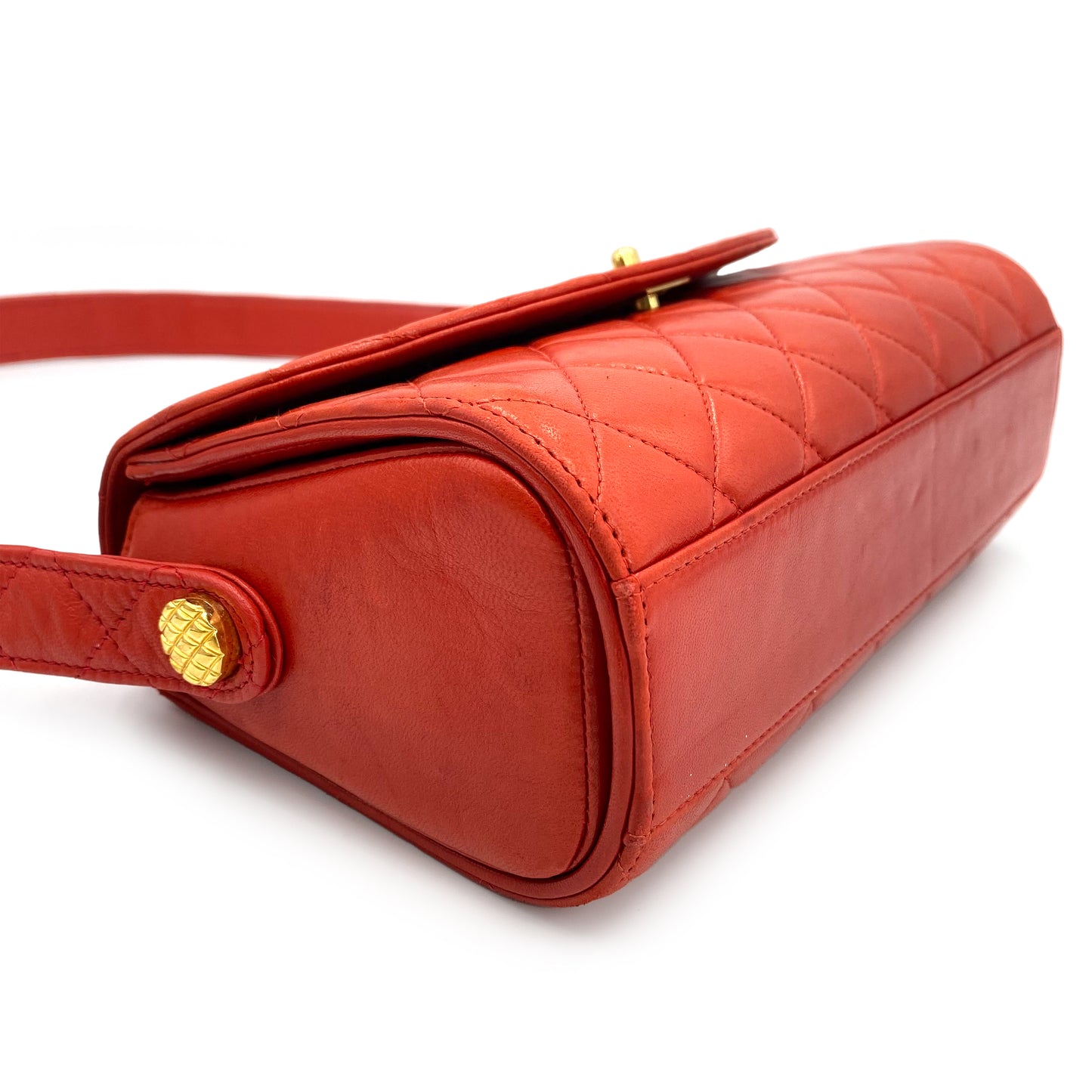 CHANEL VINTAGE MATELASSE SHOULDER BAG RED LAMB SKIN 90241673