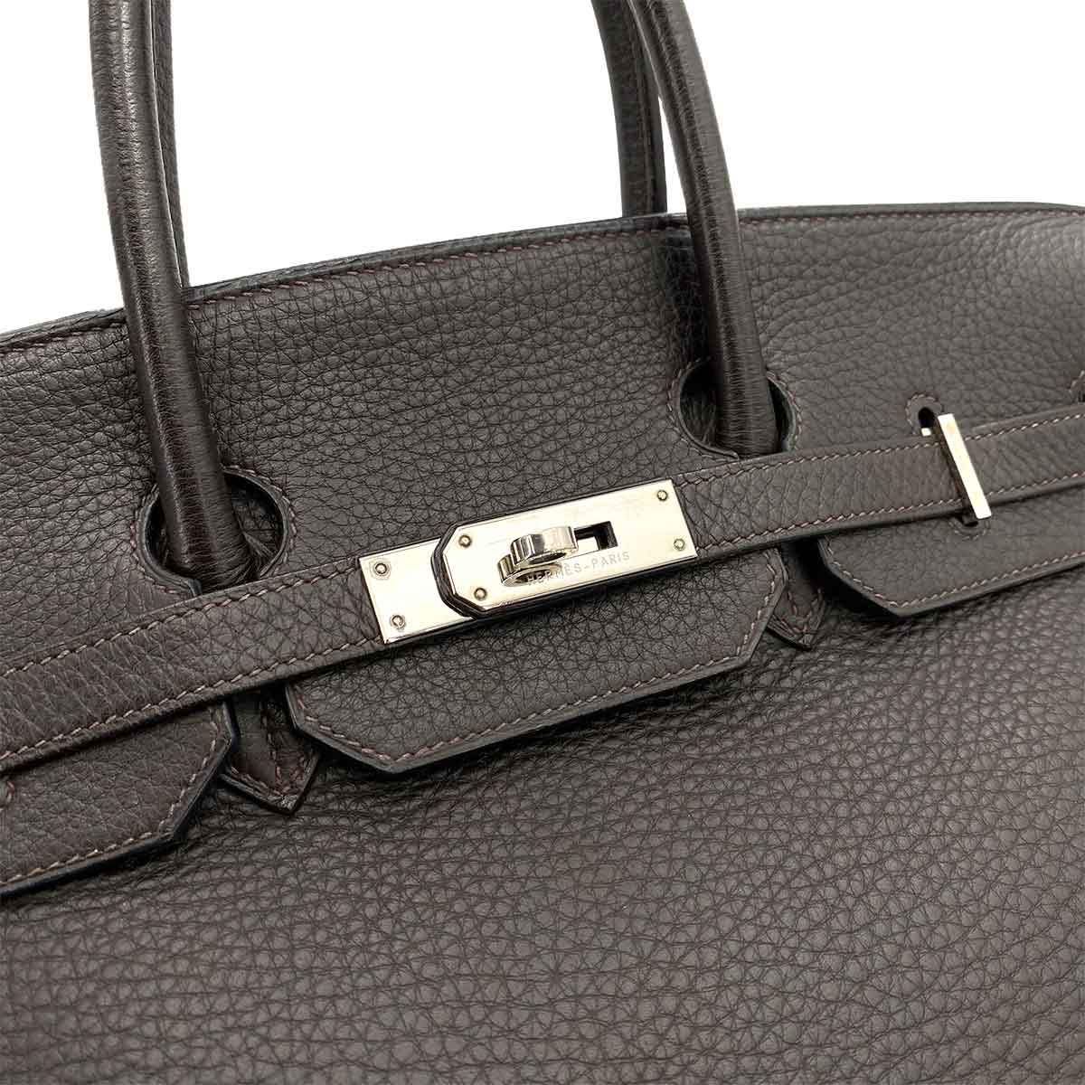 HERMES BIRKIN 35 EBENE TAURILLON CLEMENCE HAND BAG □E SHW 90241686