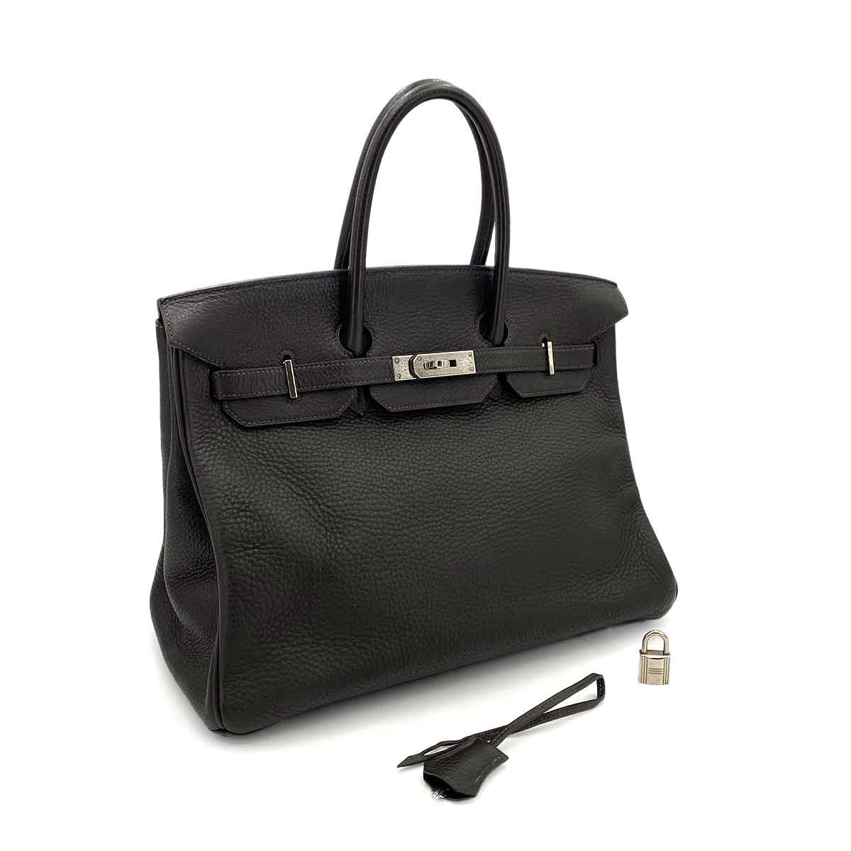 HERMES BIRKIN 35 EBENE TAURILLON CLEMENCE HAND BAG □E SHW 90241686