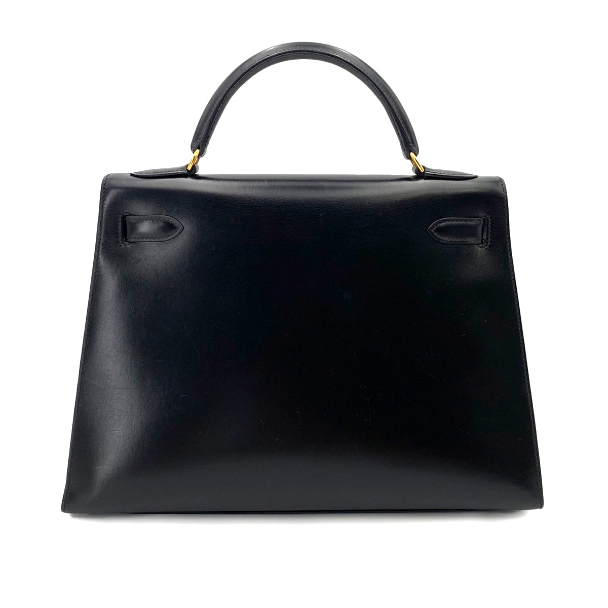 HERMES KELLY 32 SELLIER BLACK BOXCALF HAND SHOULDER BAG □B 90241688