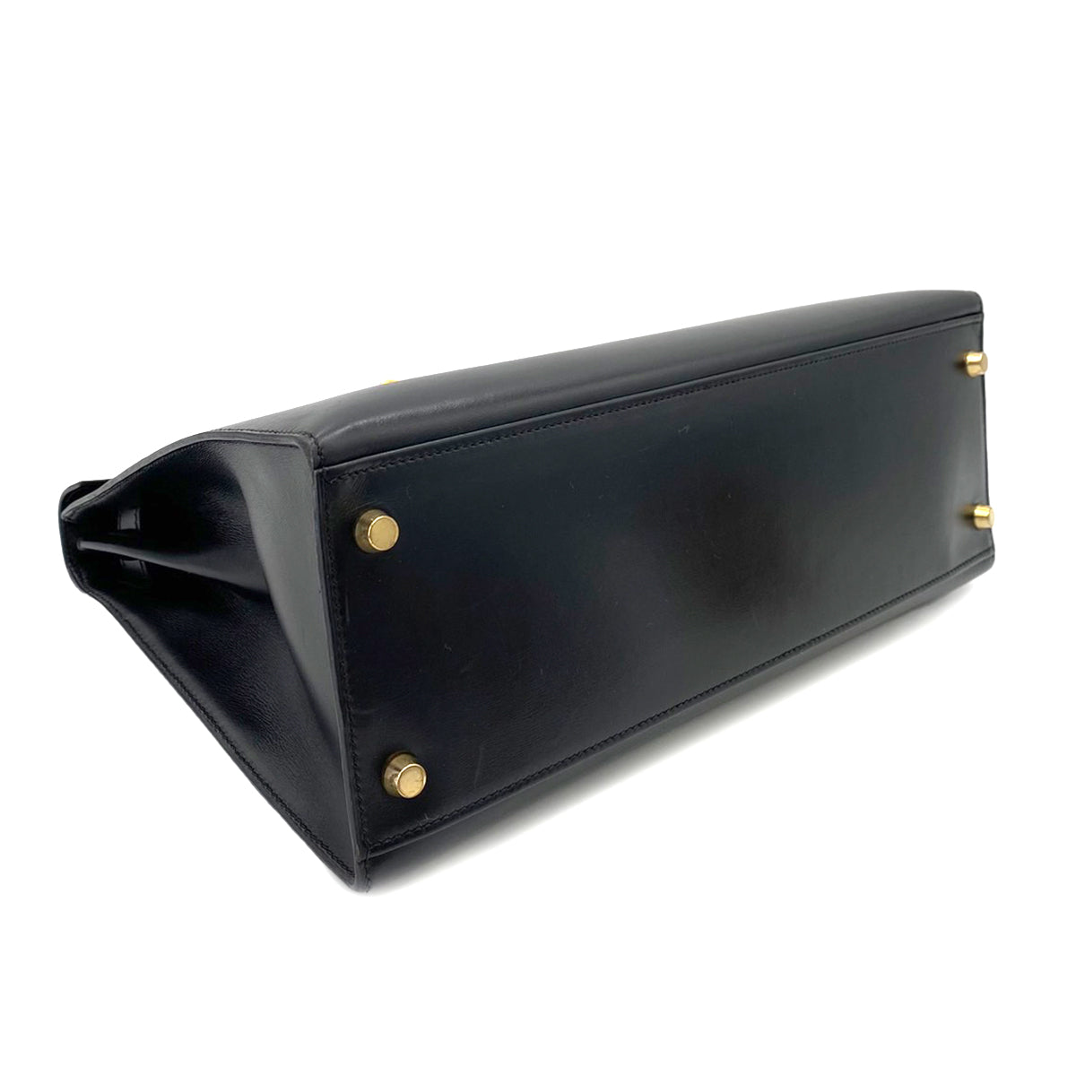 HERMES KELLY 32 SELLIER BLACK BOXCALF HAND SHOULDER BAG □B 90241688