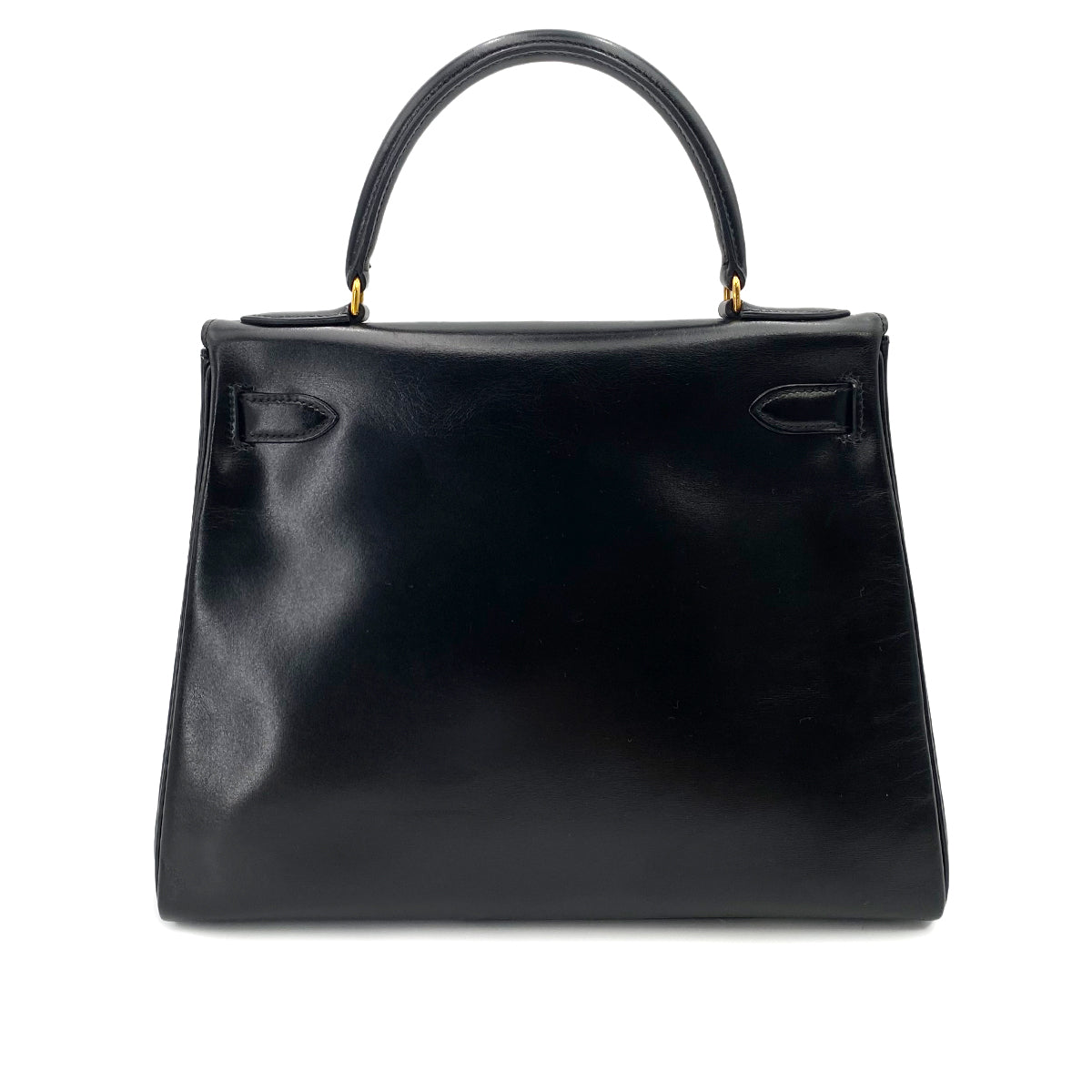 HERMES KELLY 28 RETOURNE BLACK BOXCALF HAND SHOULDER BAG 〇R 90241691