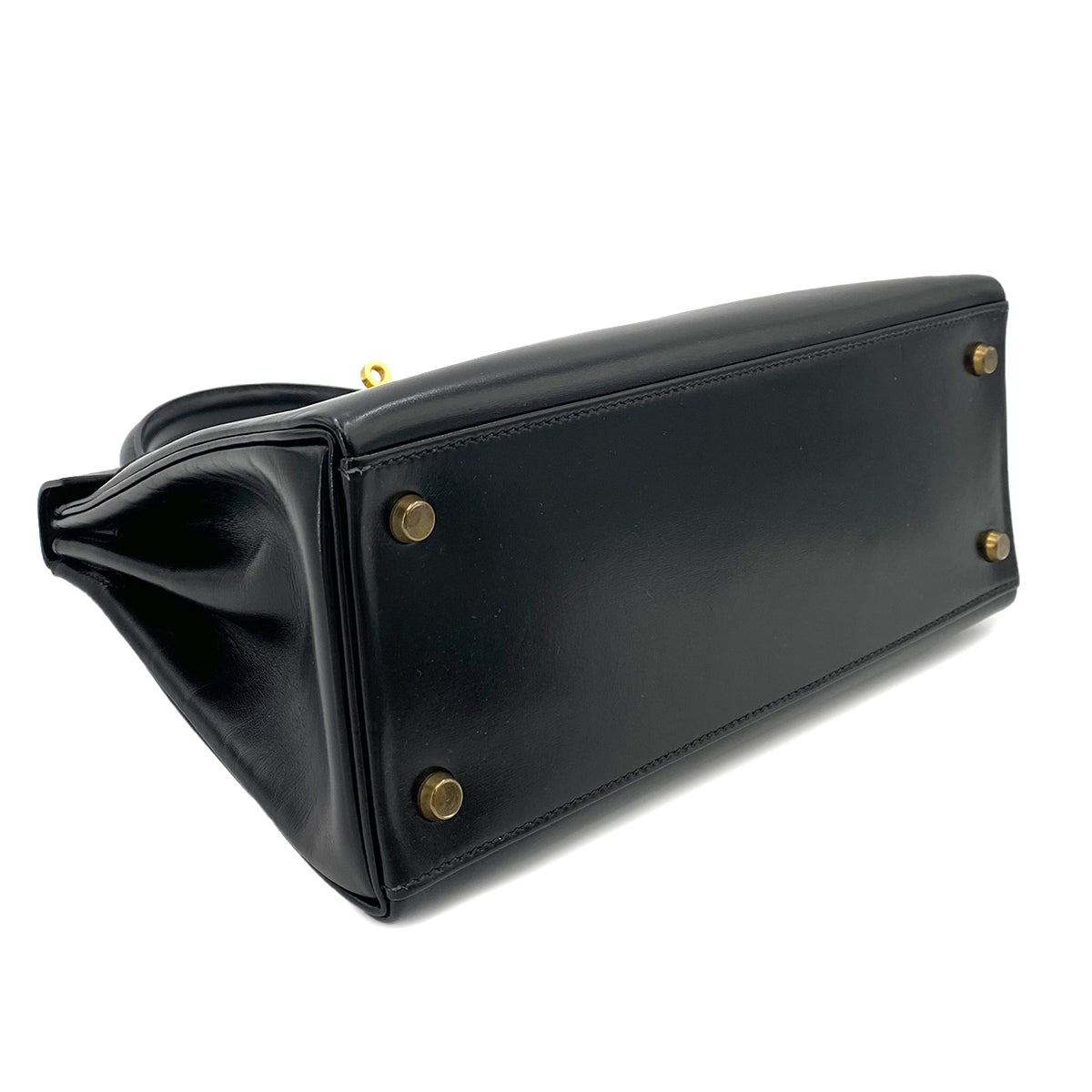 HERMES KELLY 28 RETOURNE BLACK BOXCALF HAND SHOULDER BAG 〇R 90241691
