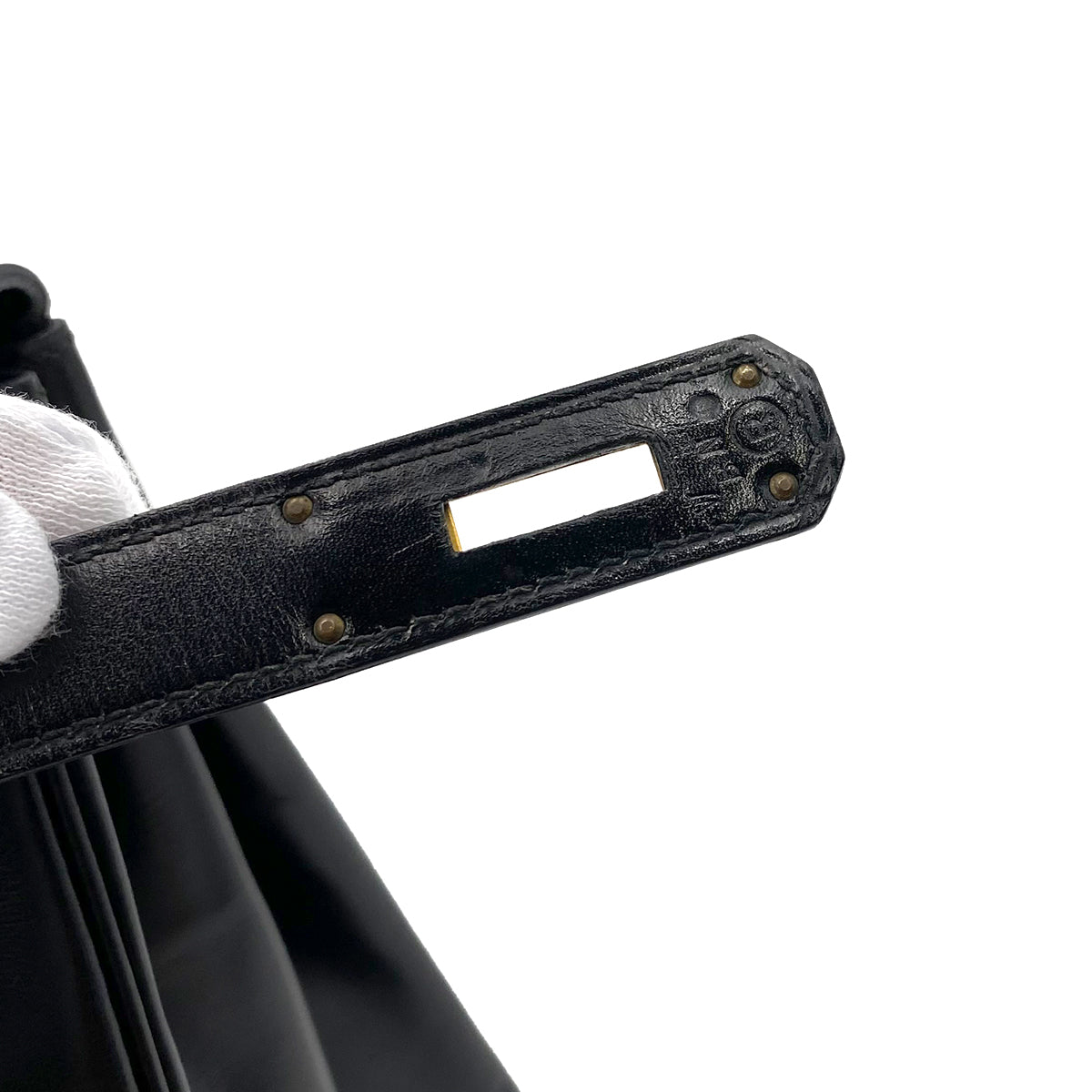 HERMES KELLY 28 RETOURNE BLACK BOXCALF HAND SHOULDER BAG 〇R 90241691