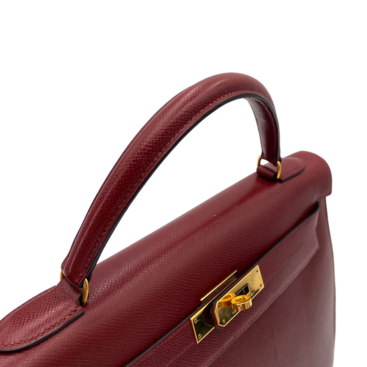 HERMES KELLY 32 SELLIER ROUGE H COUCHEVEL HAND SHOULDER BAG 〇T 90241692