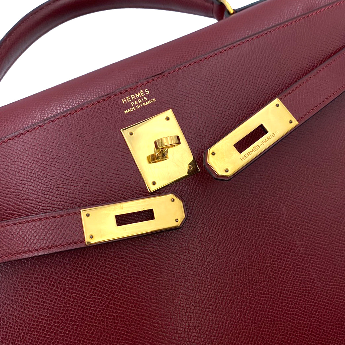HERMES KELLY 32 SELLIER ROUGE H COUCHEVEL HAND SHOULDER BAG 〇T 90241692