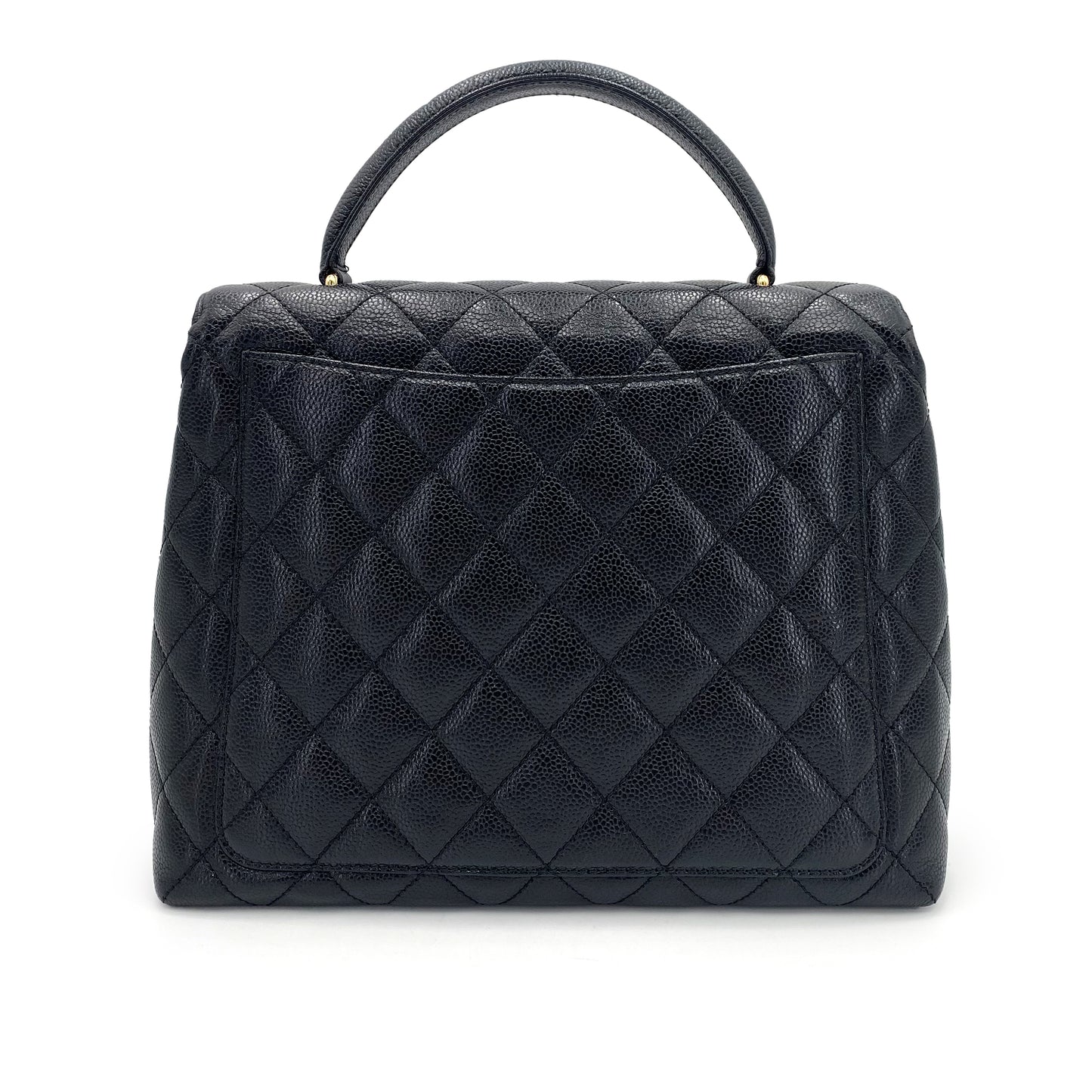 CHANEL VINTAGE MATELASSE HAND BAG BLACK CAVIAR SKIN 90241695