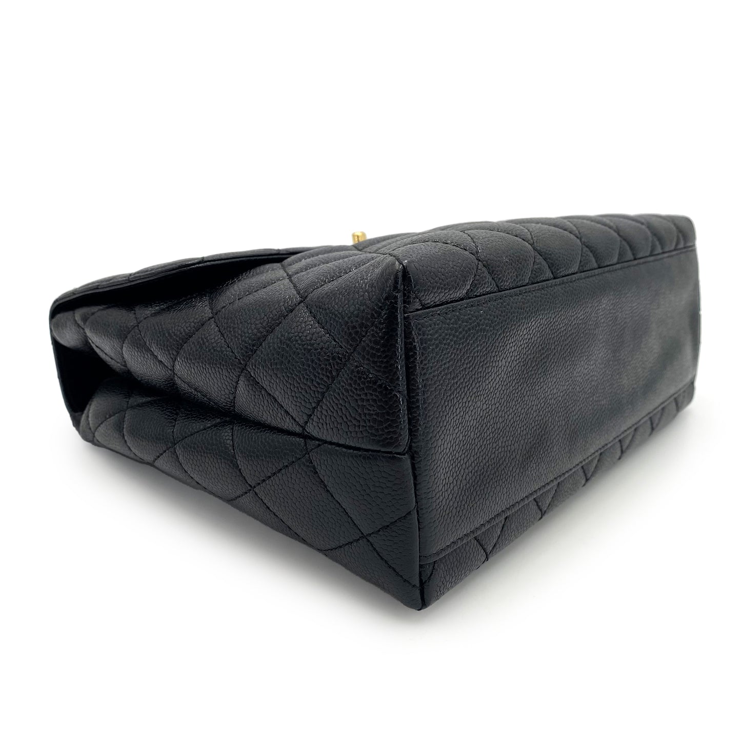 CHANEL VINTAGE MATELASSE HAND BAG BLACK CAVIAR SKIN 90241695