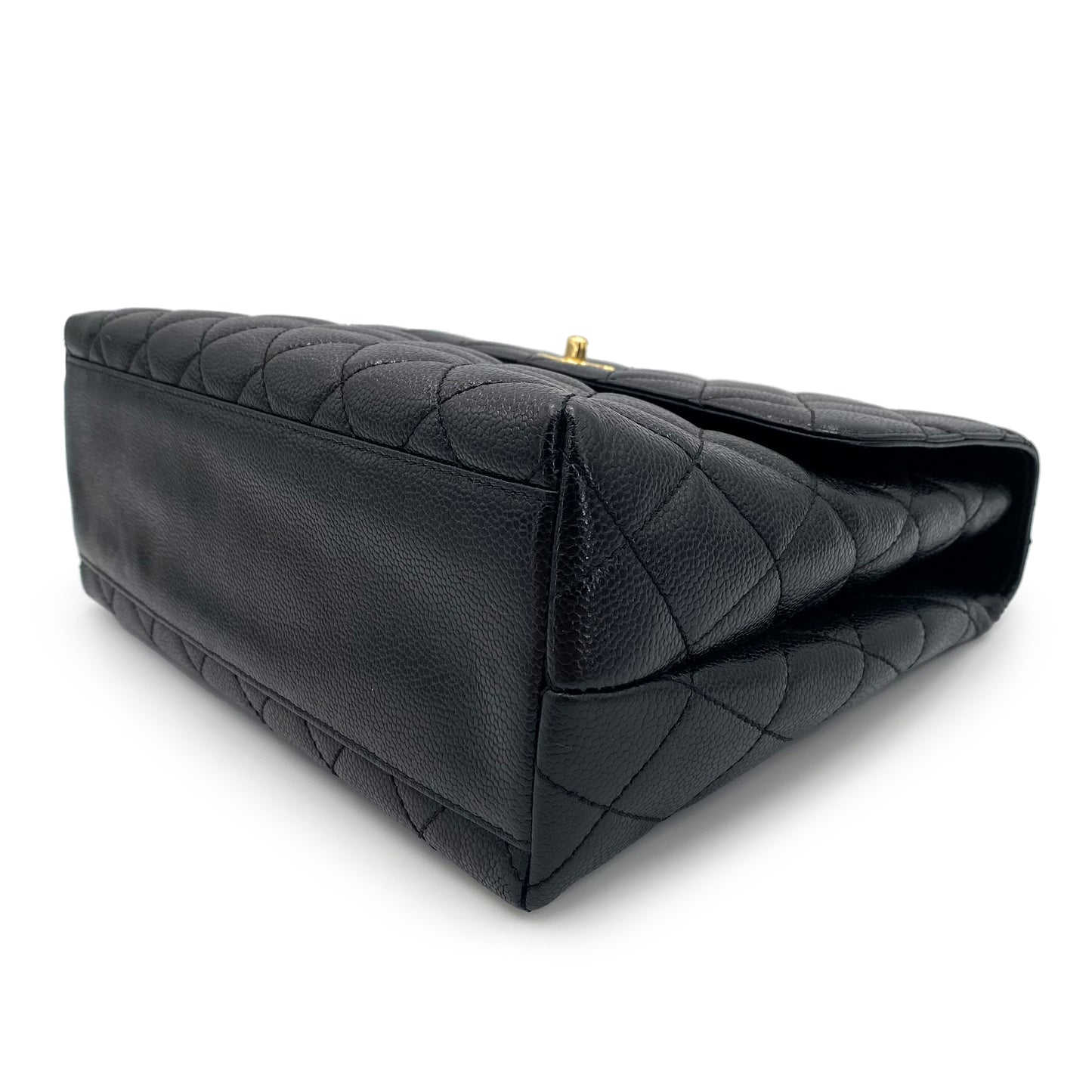 CHANEL VINTAGE MATELASSE HAND BAG BLACK CAVIAR SKIN 90241695