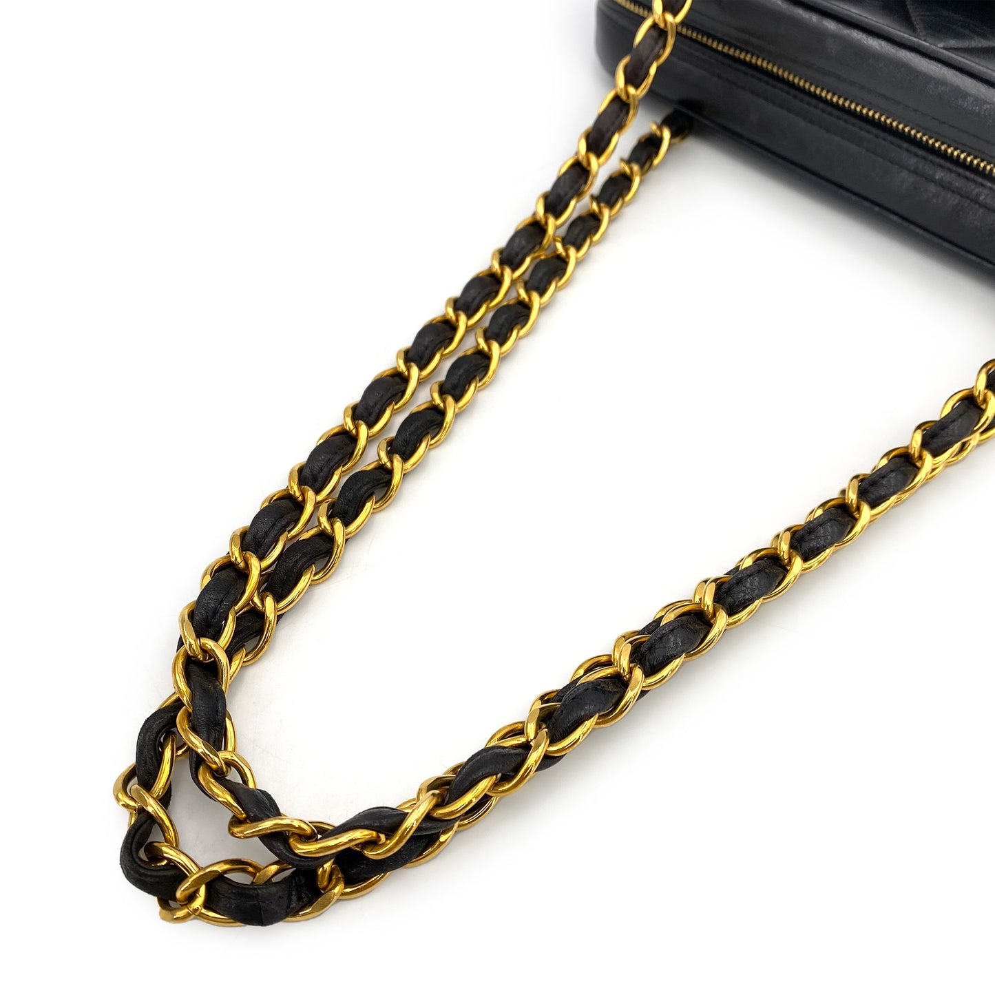 CHANEL VINTAGE MATELASSE CHAIN TOTE BAG BLACK LAMB SKIN 90241701