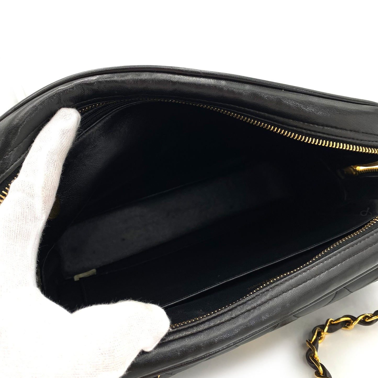 CHANEL VINTAGE MATELASSE CHAIN TOTE BAG BLACK LAMB SKIN 90241701