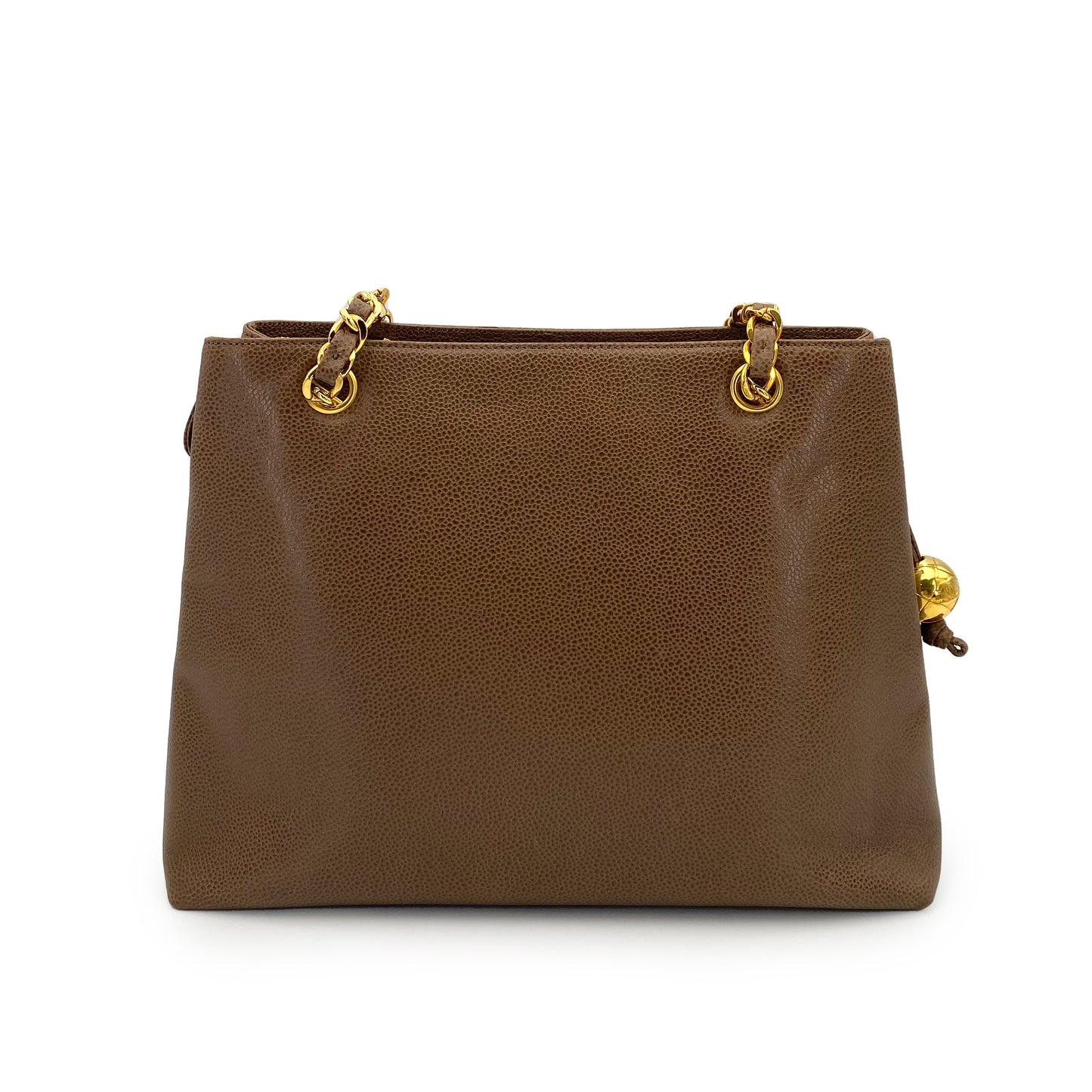 CHANEL VINTAGE CHAIN TOTE BAG BROWN CAVIAR SKIN 90241703