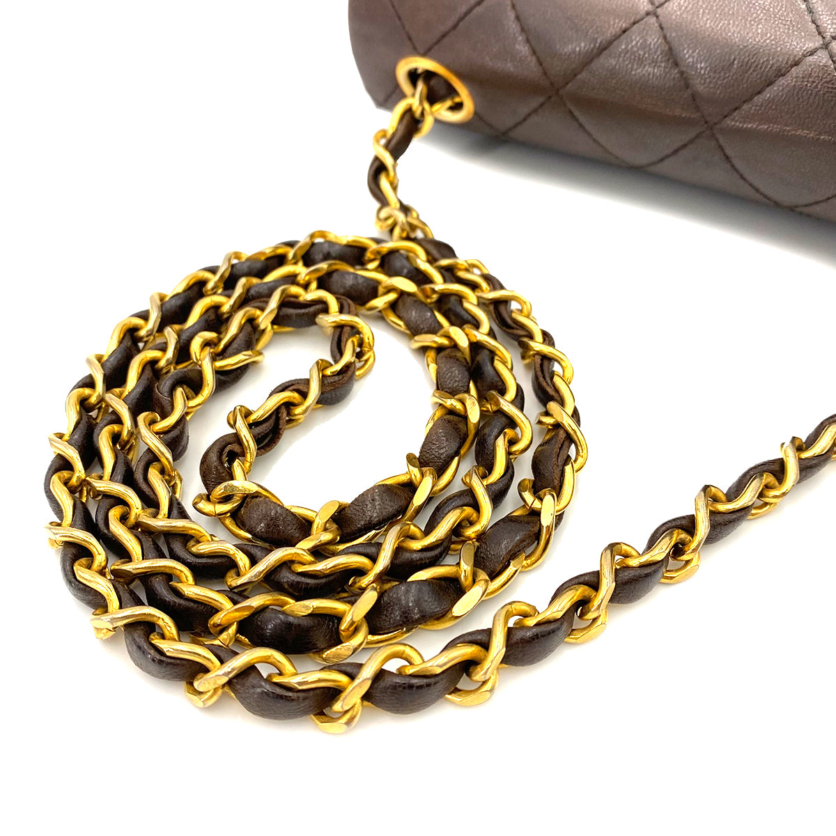 CHANEL VINTAGE MINI SQUARE 17 FLAP CHAIN SHOULDER BAG BROWN LAMB SKIN 90241704