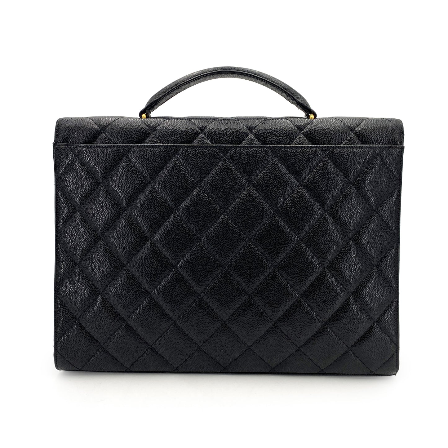 CHANEL VINTAGE BIG COCO BRIEF HAND BAG BLACK CAVIAR SKIN 90241707