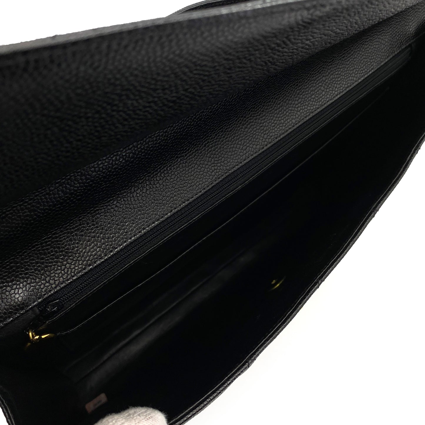 CHANEL VINTAGE BIG COCO BRIEF HAND BAG BLACK CAVIAR SKIN 90241707