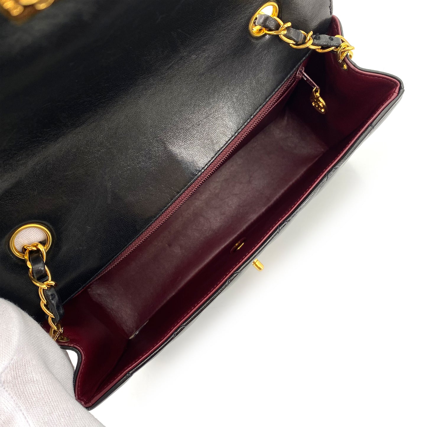 CHANEL VINTAGE DIANA MEDIUM CHAIN SHOULDER BAG BLACK LAMB SKIN 90241708