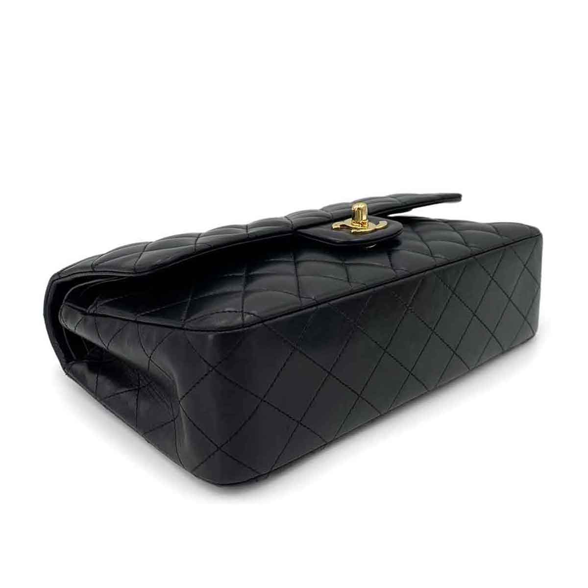 CHANEL VINTAGE CLASSIC FLAP MEDIUM CHAIN SHOULDER BAG BLACK LAMB SKIN 90241710