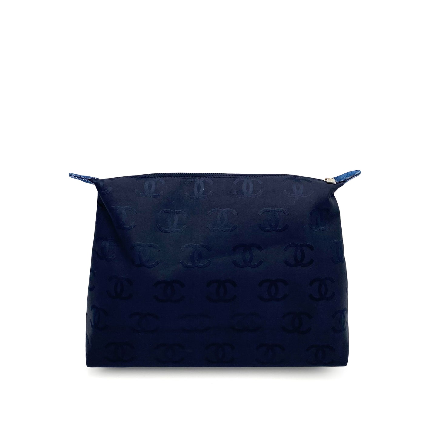 CHANEL VINTAGE CLEAR CHAIN TOTE BAG BLUE DENIM 90241716