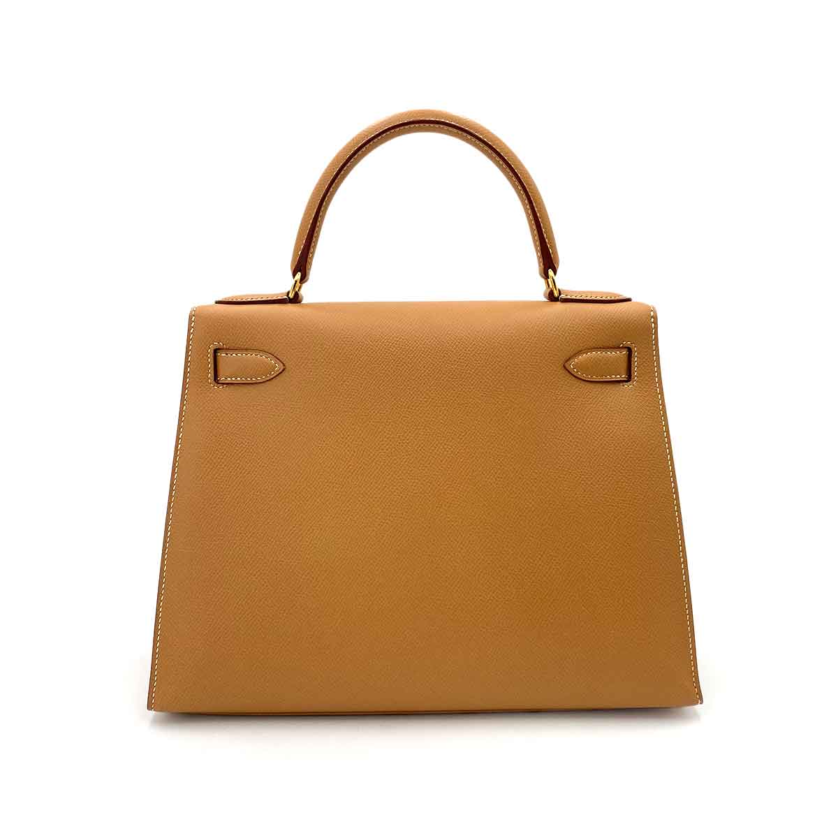 HERMES KELLY 28 SELLIER NATURAL COUCHEVEL HAND SHOULDER BAG □A 90241755