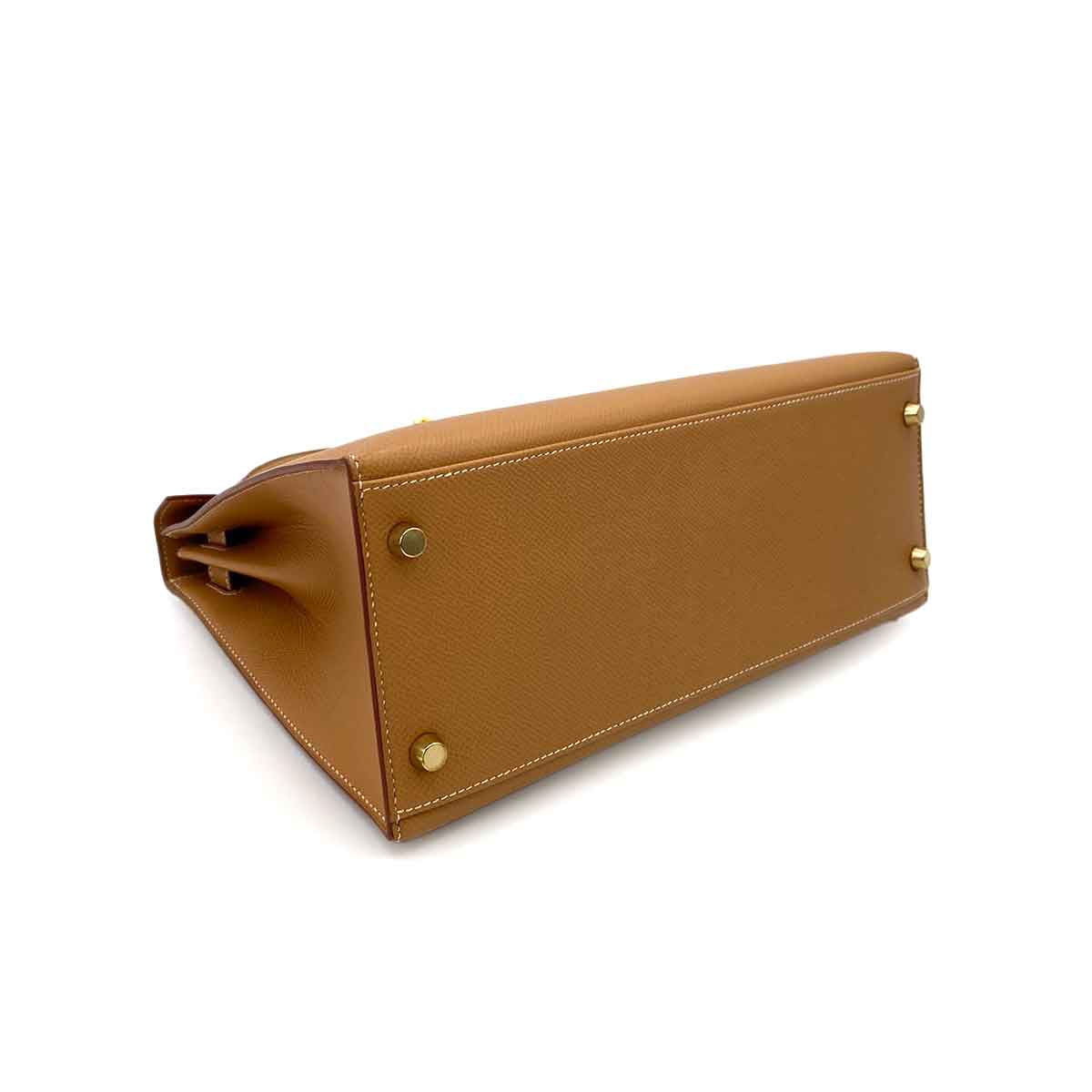HERMES KELLY 28 SELLIER NATURAL COUCHEVEL HAND SHOULDER BAG □A 90241755